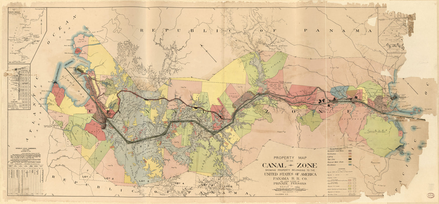 This old map of Property Map of the Canal Zone Showing Property Belonging to the United States of America, Panama R. R. Co., and Lands Claimed by Private Persons from 1911 was created by  Isthmian Canal Commission (U.S.). Department of Law,  Isthmian Can