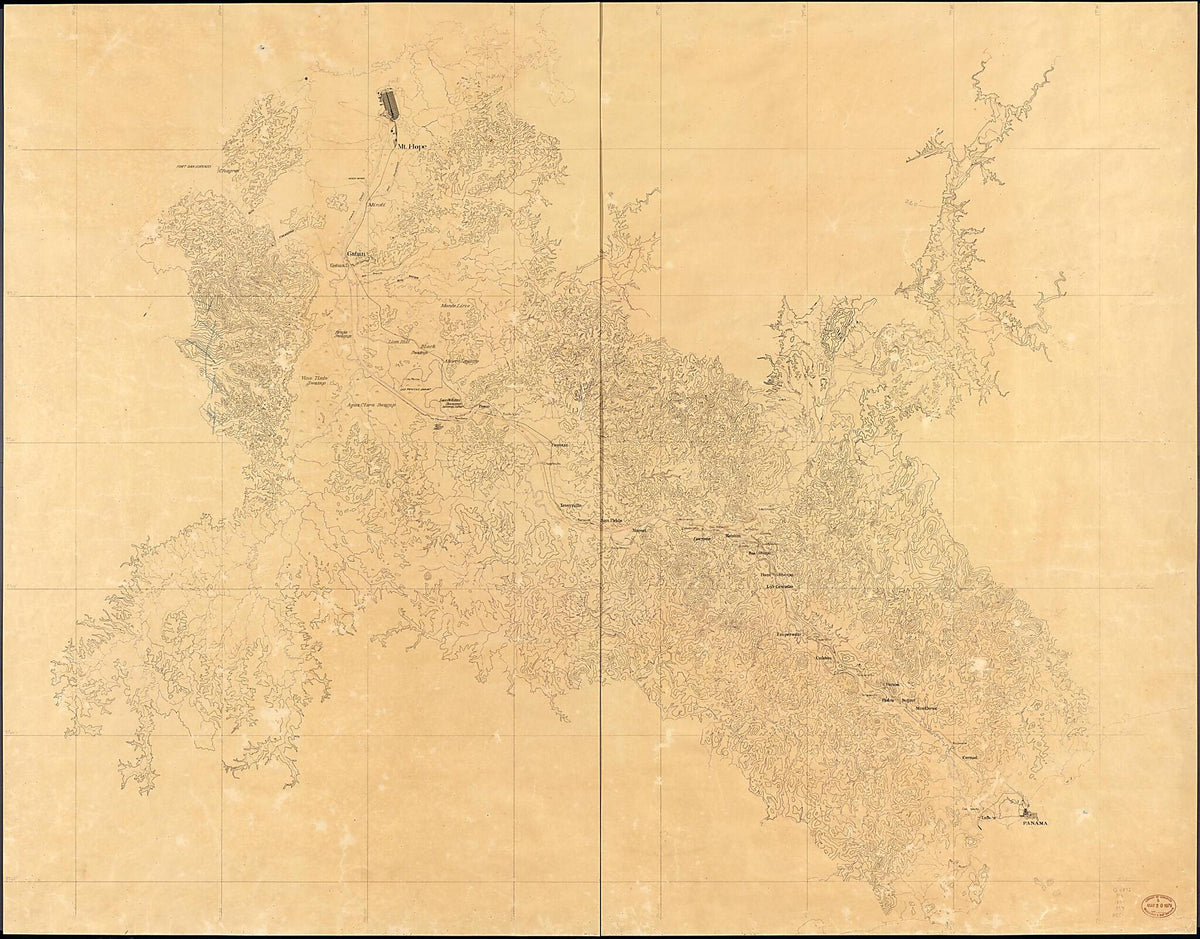 Map of the Canal Route at the Beginning of American Occupation 1890 by Relic Map Company