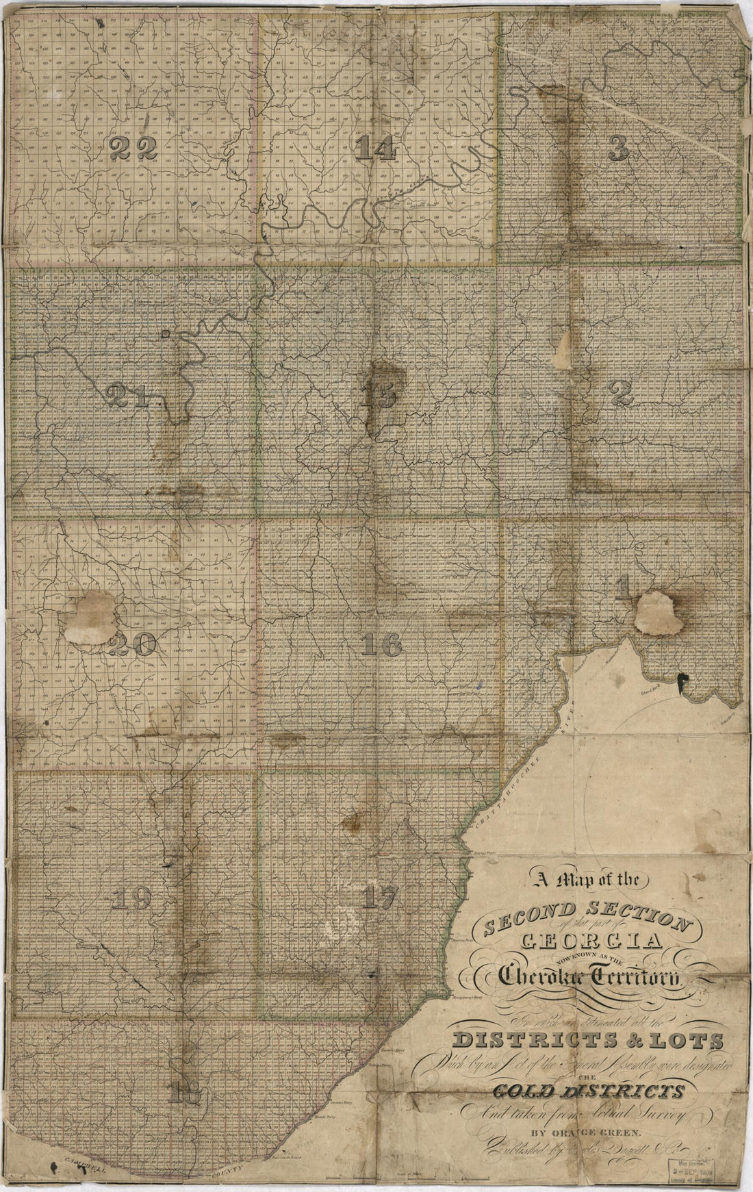 This old map of A Map of the Second Section of That Part of Georgia Now Known As the Cherokee Territory In Which Are Delineated All the Districts &amp; Lots Which by an Act of the General Assembly Were Designated the Gold Districts and Taken from Actual Surv