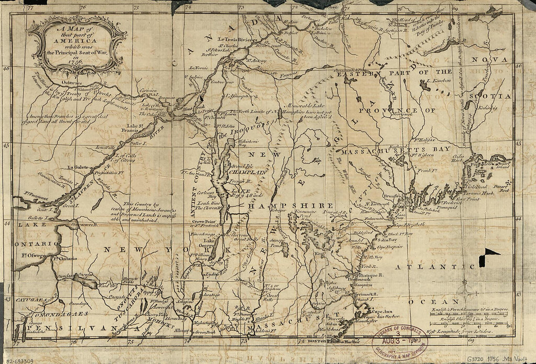 This old map of A Map of That Part of America Which Was the Principal Seat of War In from 1756 was created by  in 1756