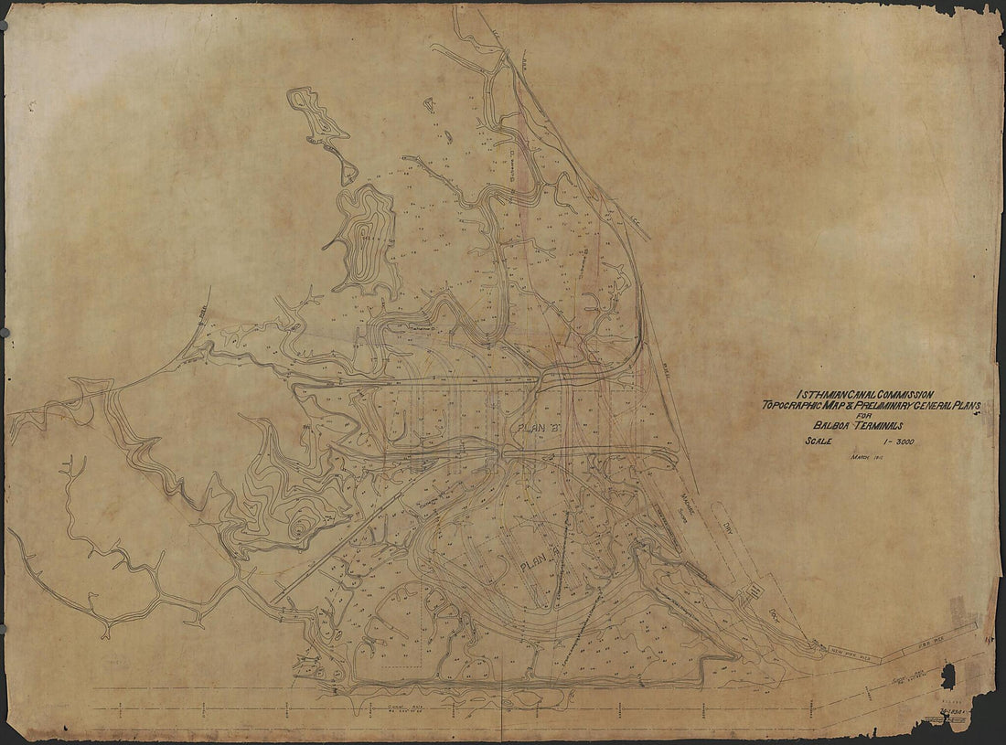 This old map of 3000 from 1912 was created by  Isthmian Canal Commission (U.S.) in 1912