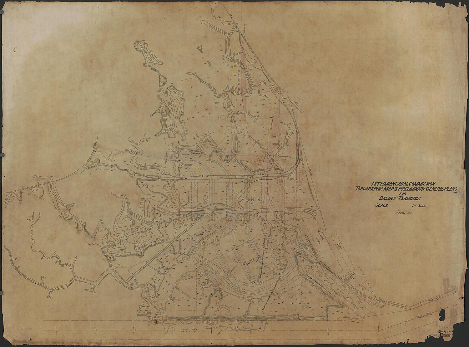 This old map of 3000 from 1912 was created by  Isthmian Canal Commission (U.S.) in 1912