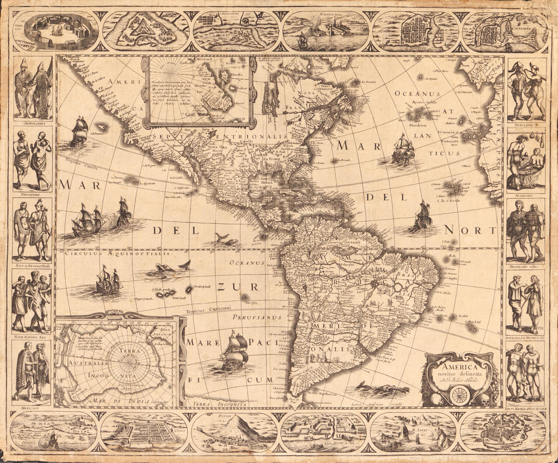 This old map of America, Noviter Delineata from 1622 was created by Jodocus Hondius, Jan Jansson in 1622