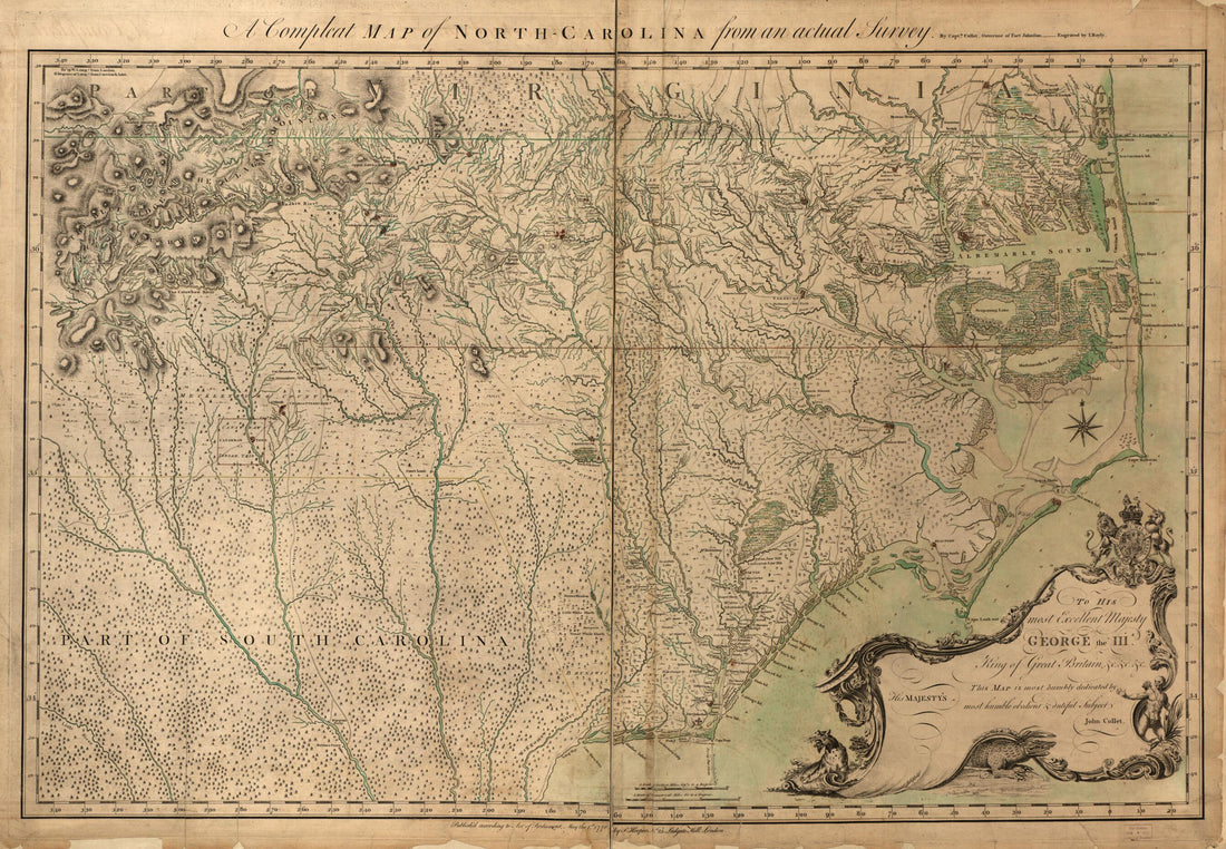 This old map of Carolina from an Actual Survey from 1770 was created by J. Bayly, John Collet, S. (Samuel) Hooper in 1770