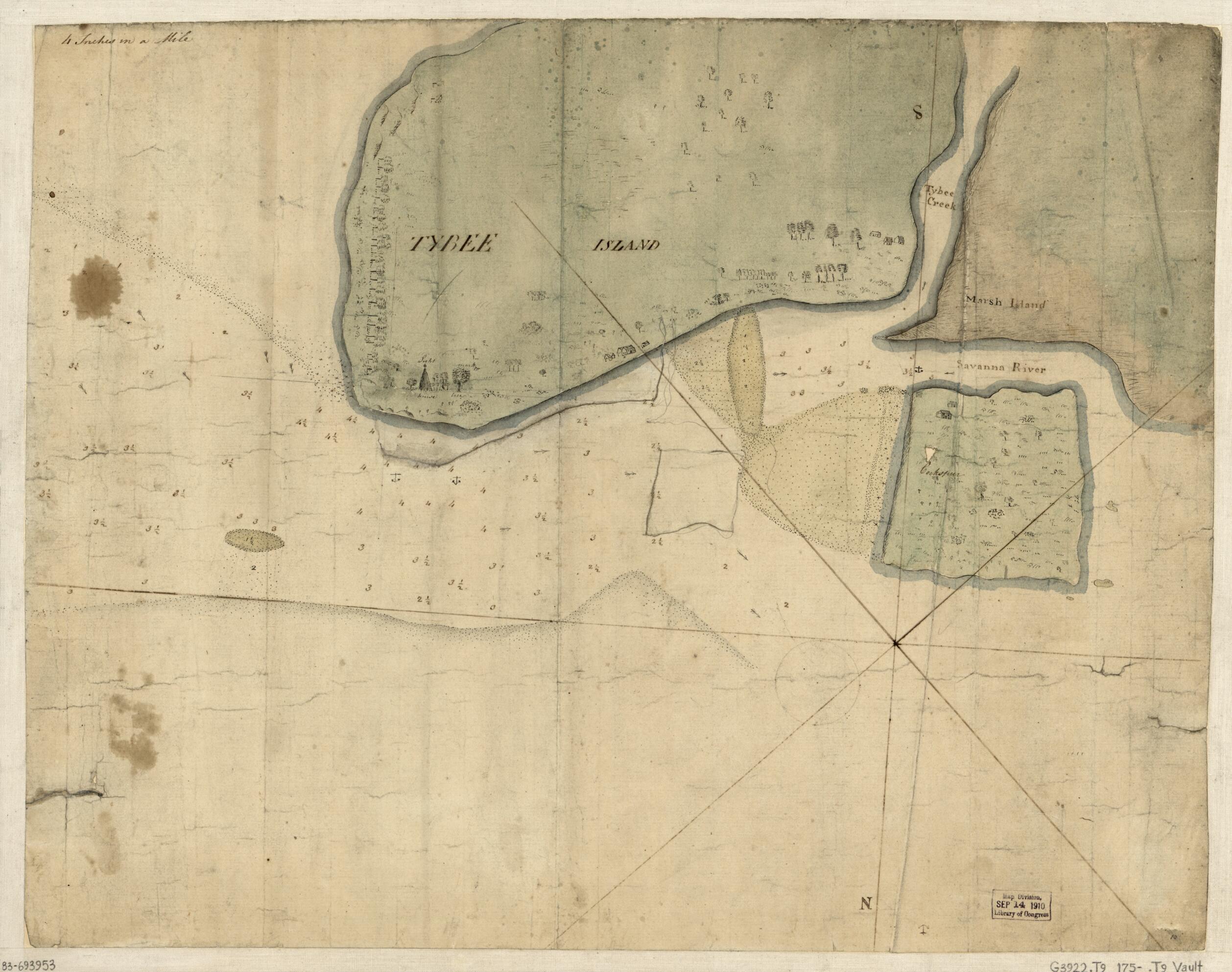 This old map of Tybee Island from 1750 was created by  in 1750