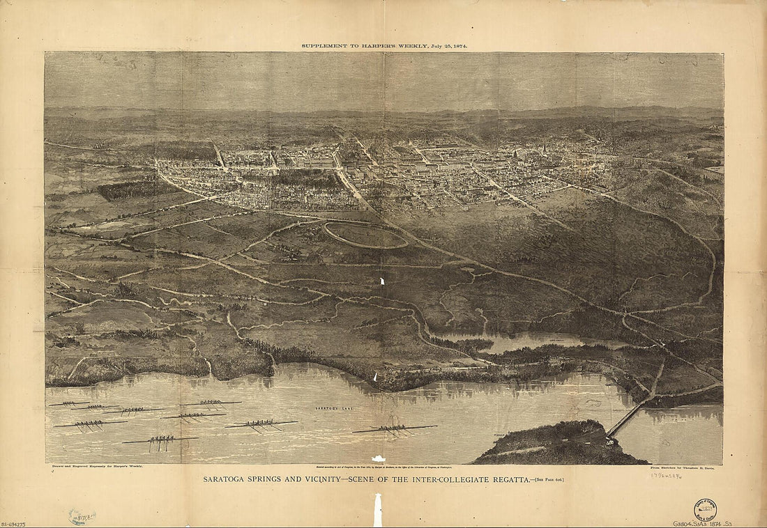 This old map of Collegiate Regatta : see Page 626 from 1874 was created by Theodore R. Davis,  Harper &amp; Brothers in 1874