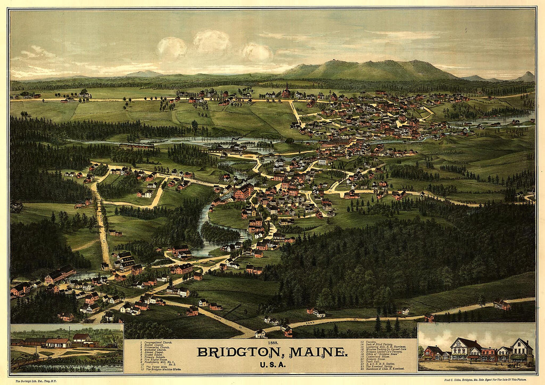This old map of Bridgton, Maine, U.S.A. : from 1888 was created by  Burleigh Litho in 1888
