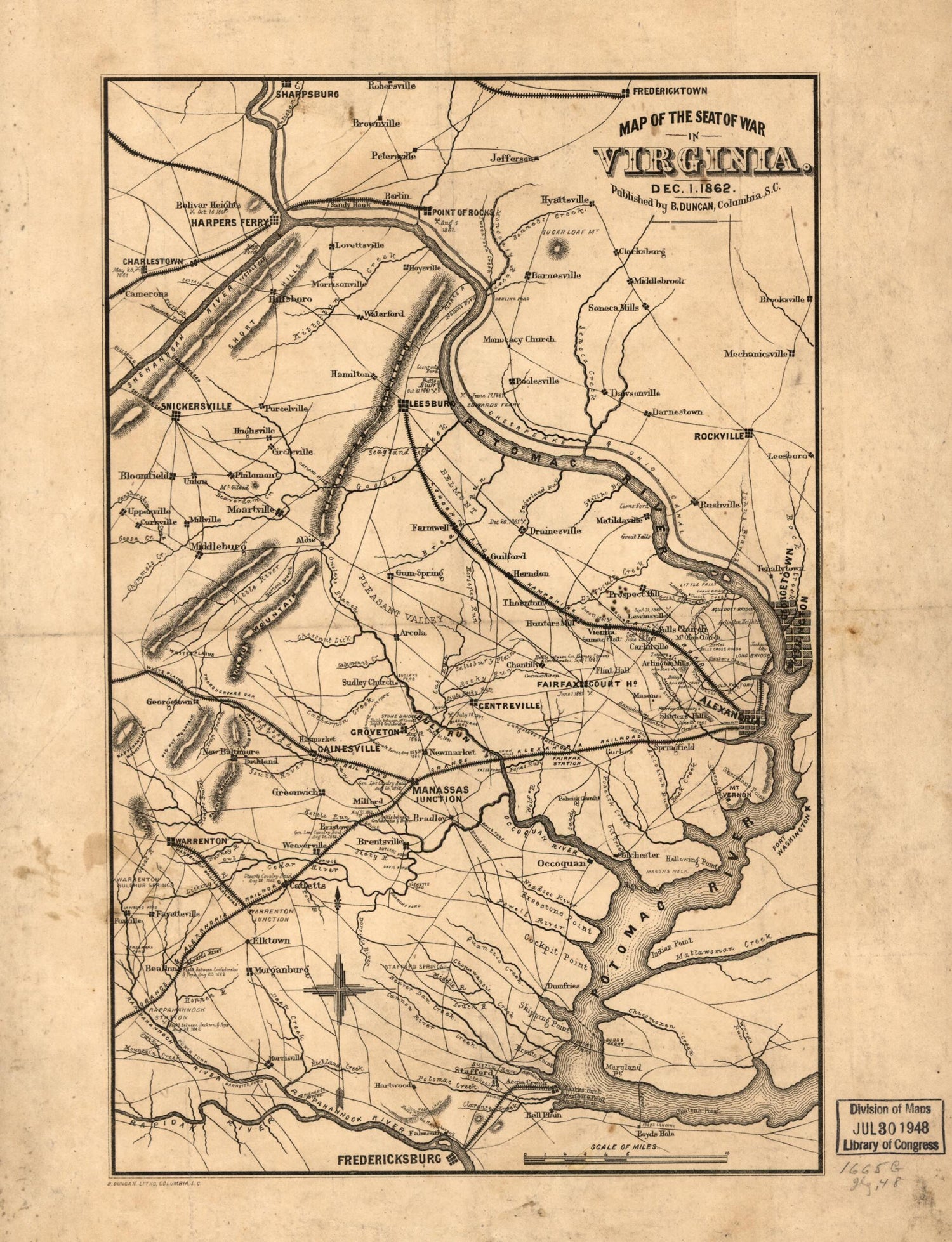 This old map of Map of the Seat of War In Virginia, Dec. 1, from 1862 was created by B. Duncan, O. M. (Orlando Metcalfe) Poe in 1862