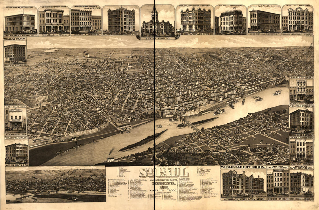 This old map of St. Paul, Minnesota from 1883 : State Capital and County Seat of Ramsey Co was created by  Beck &amp; Pauli, H. Brosius, J. J. Stoner, H. (Henry) Wellge in 1883