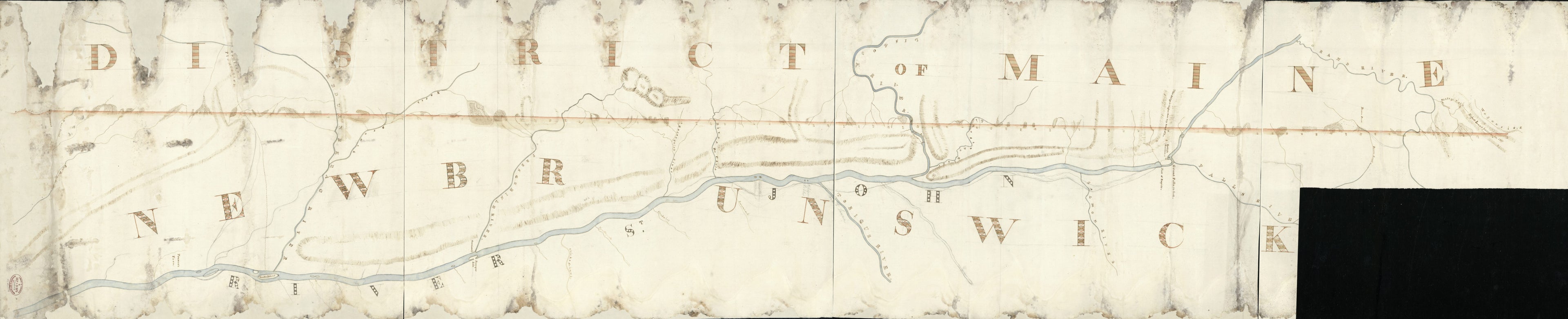 This old map of Survey of the Boundary Between the District of Maine and the Province of New Brunswick from the Saint Croix River to the Wagansis River from 1817 was created by John Johnson in 1817