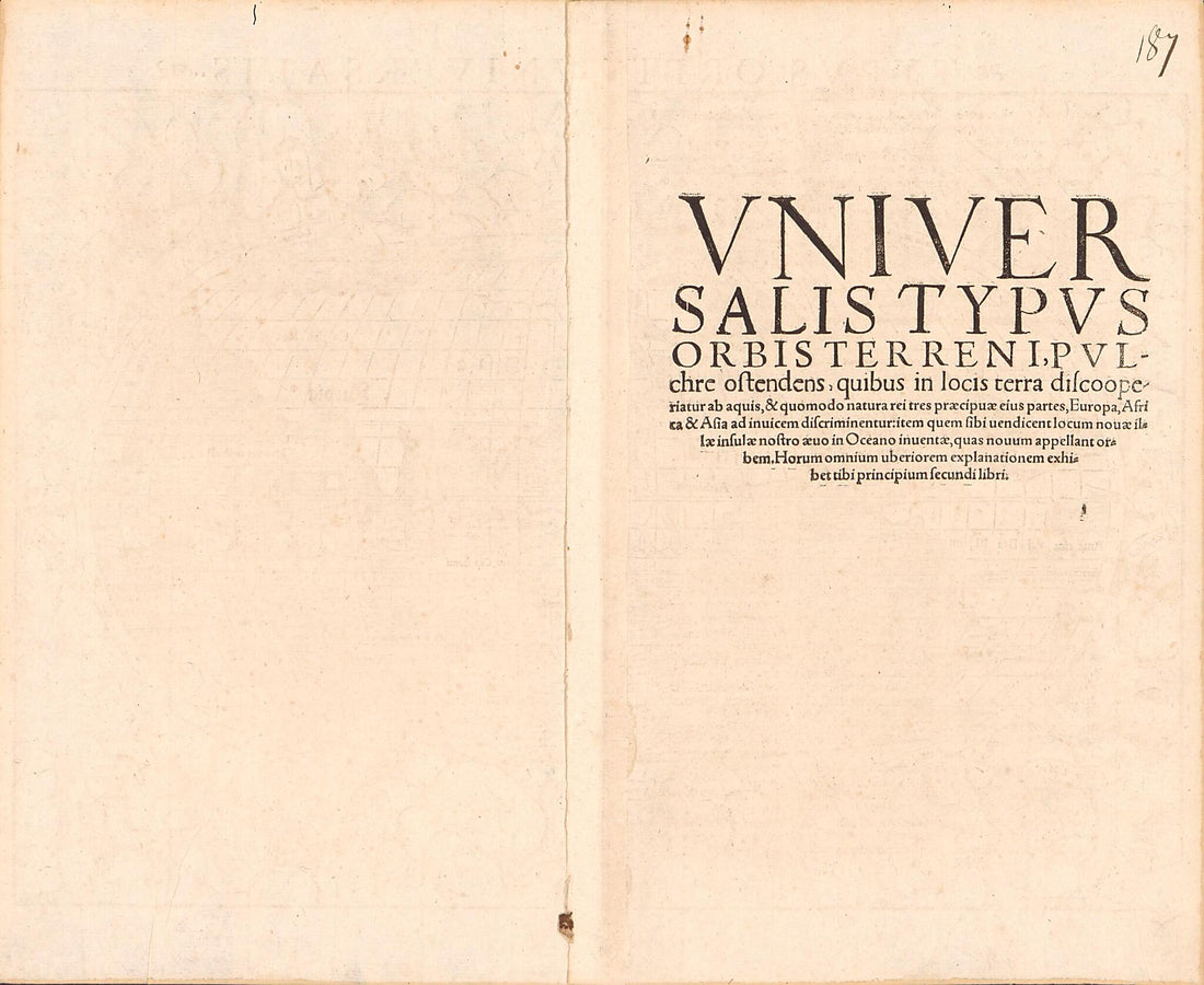 This old map of Typus Orbis Universalis from 1550 was created by Sebastian Münster in 1550