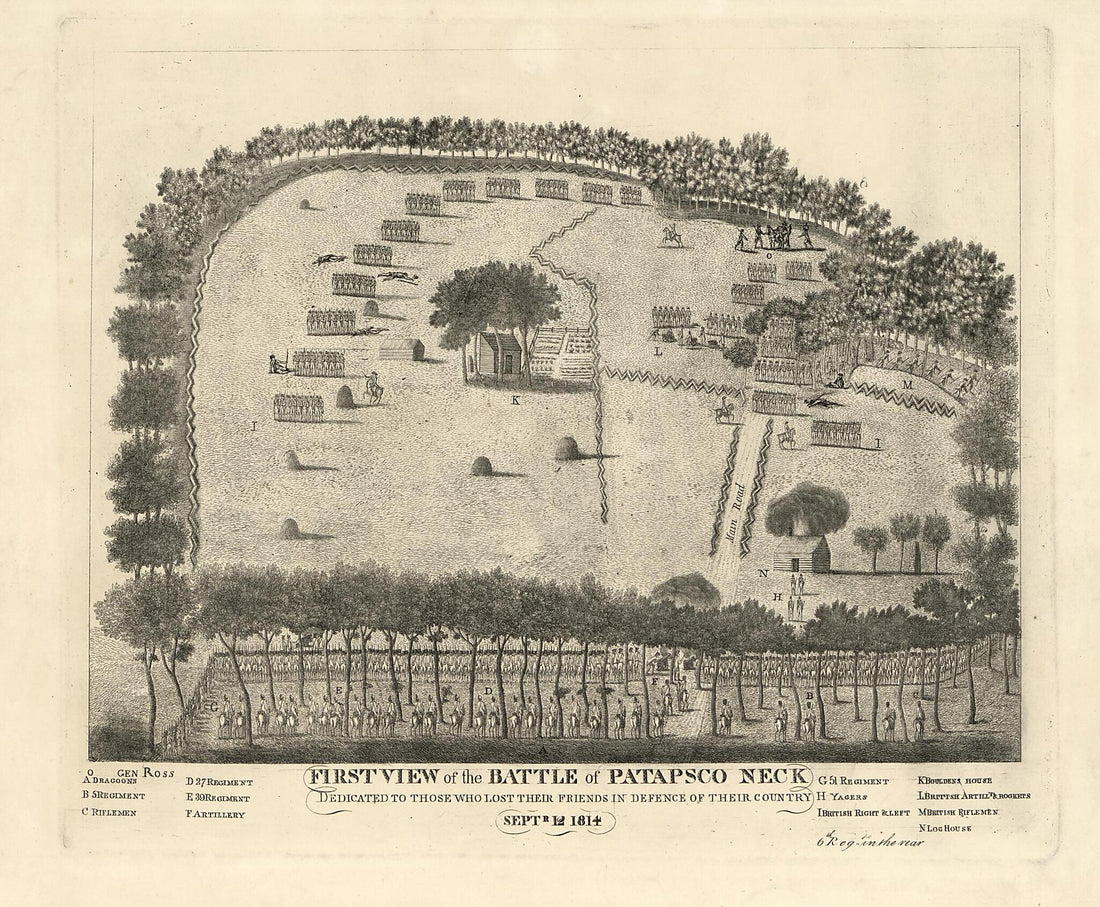 This old map of First View of the Battle of Patapsco Neck : Dedicated to Those Who Lost Their Friends In Defence of Their Country, Sept&