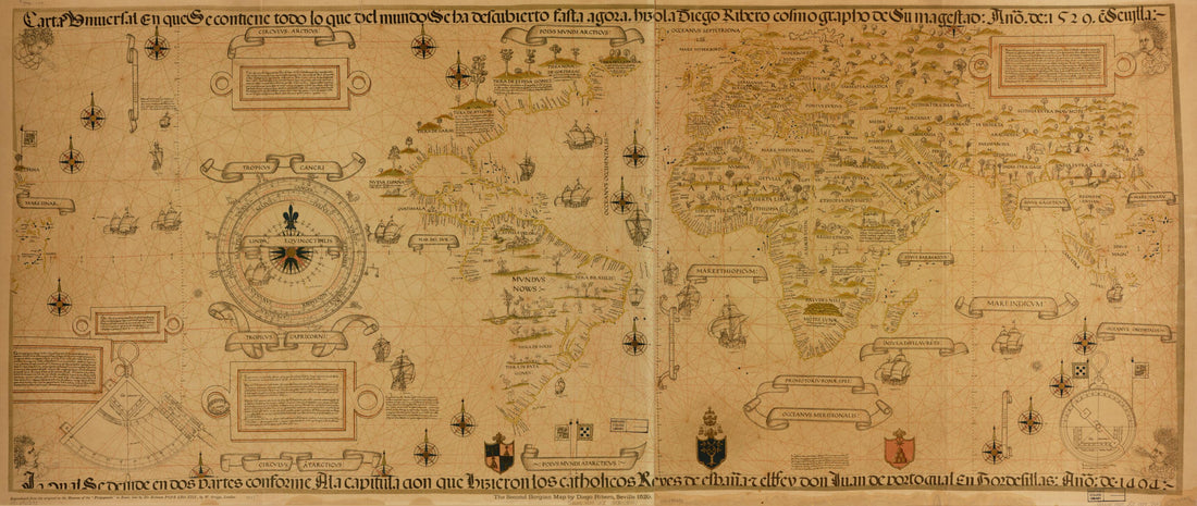 This old map of Carta Universal En Que Se Contiene Todo Lo Que Del Mundo Se Ha Descubierto Fasta Agora from 1887 was created by Diego Ribero in 1887