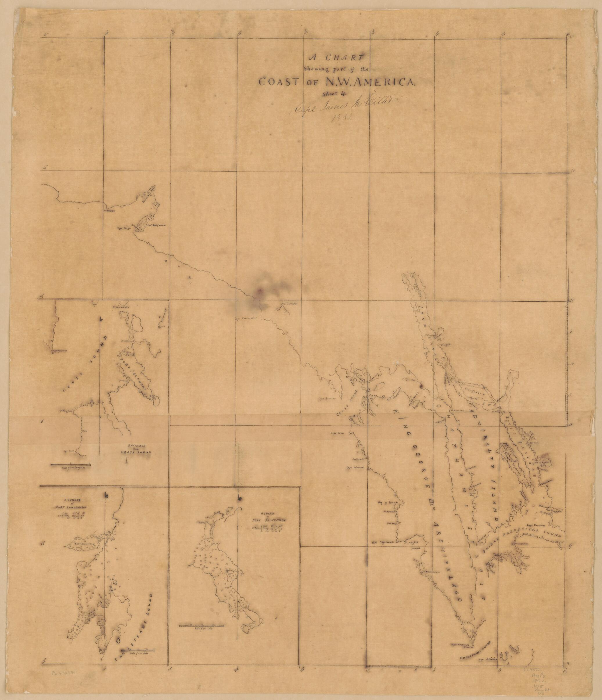 This old map of A Chart Shewing sic Part of the Coast of N.W. America from 1852 was created by James M. Willis in 1852