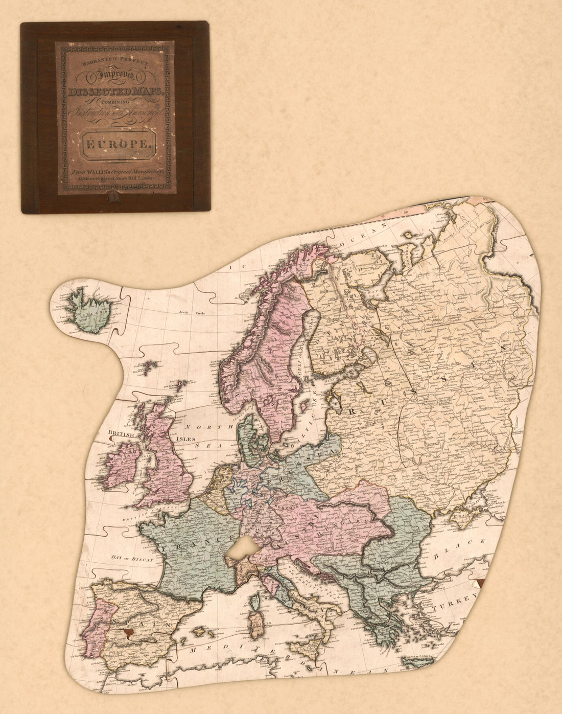 This old map of Improved Dissected Maps, Combining Instruction With Amusement, Europe from 1812 was created by  Wallis&