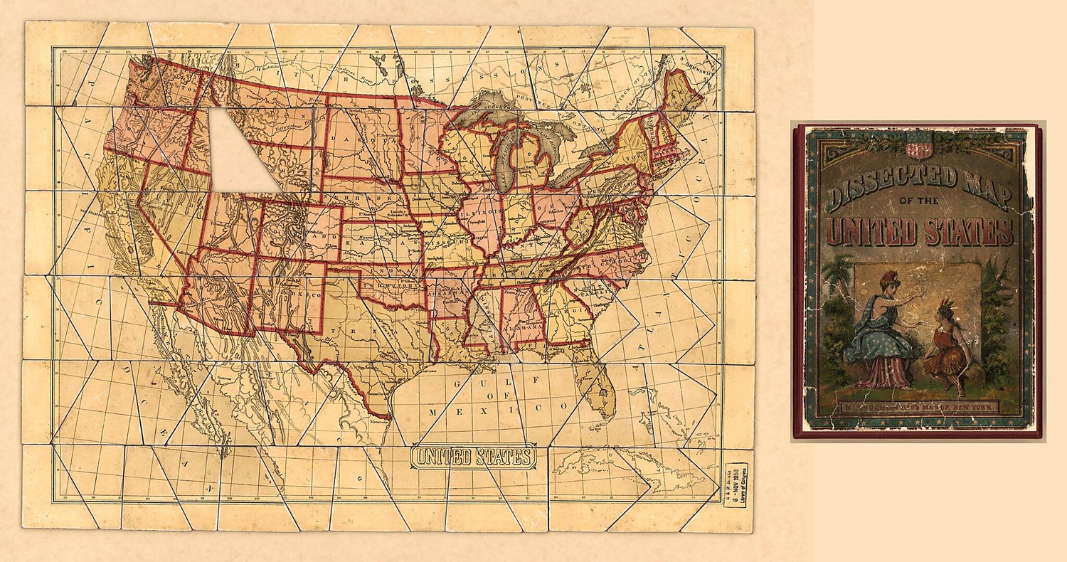 This old map of Dissected Map of the United States from 1900 was created by Inc McLoughlin Bros. in 1900