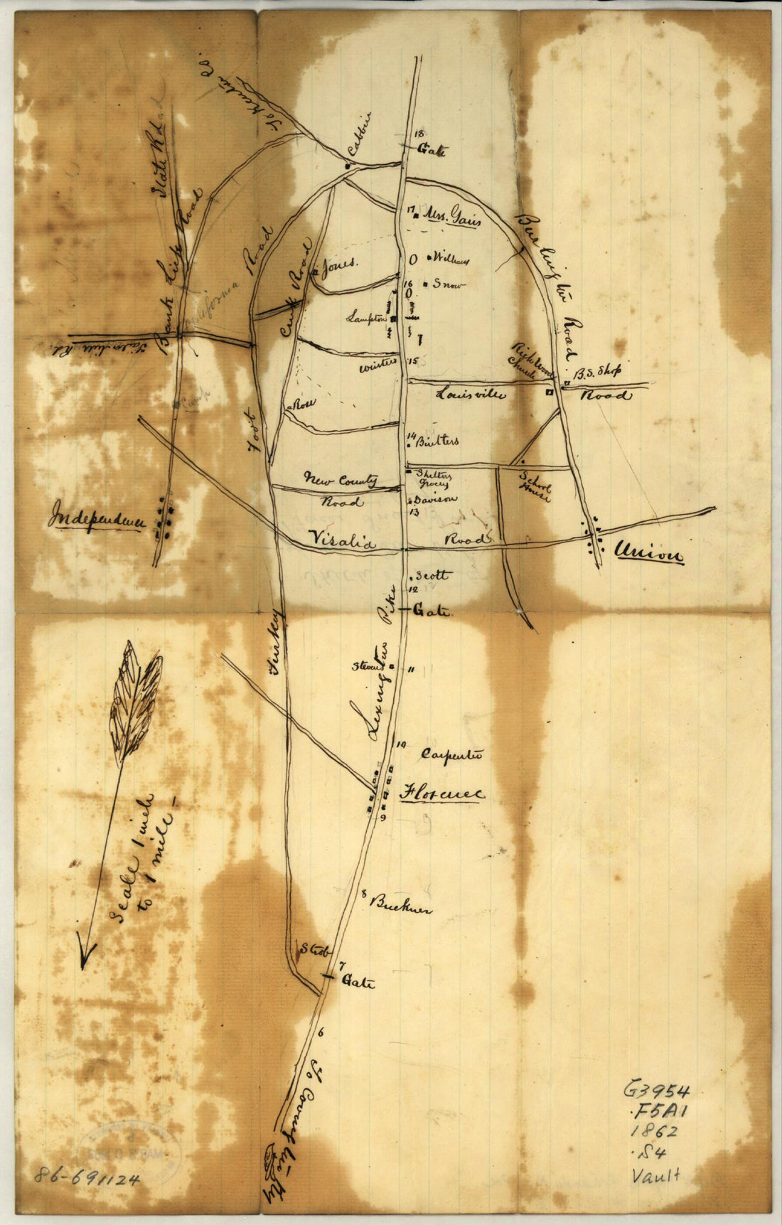 This old map of Sketch of Vicinity of Head Qtrs. U.S. Forces, Snows Pond, Kentuckey sic from 1862 was created by O. M. (Orlando Metcalfe) Poe in 1862