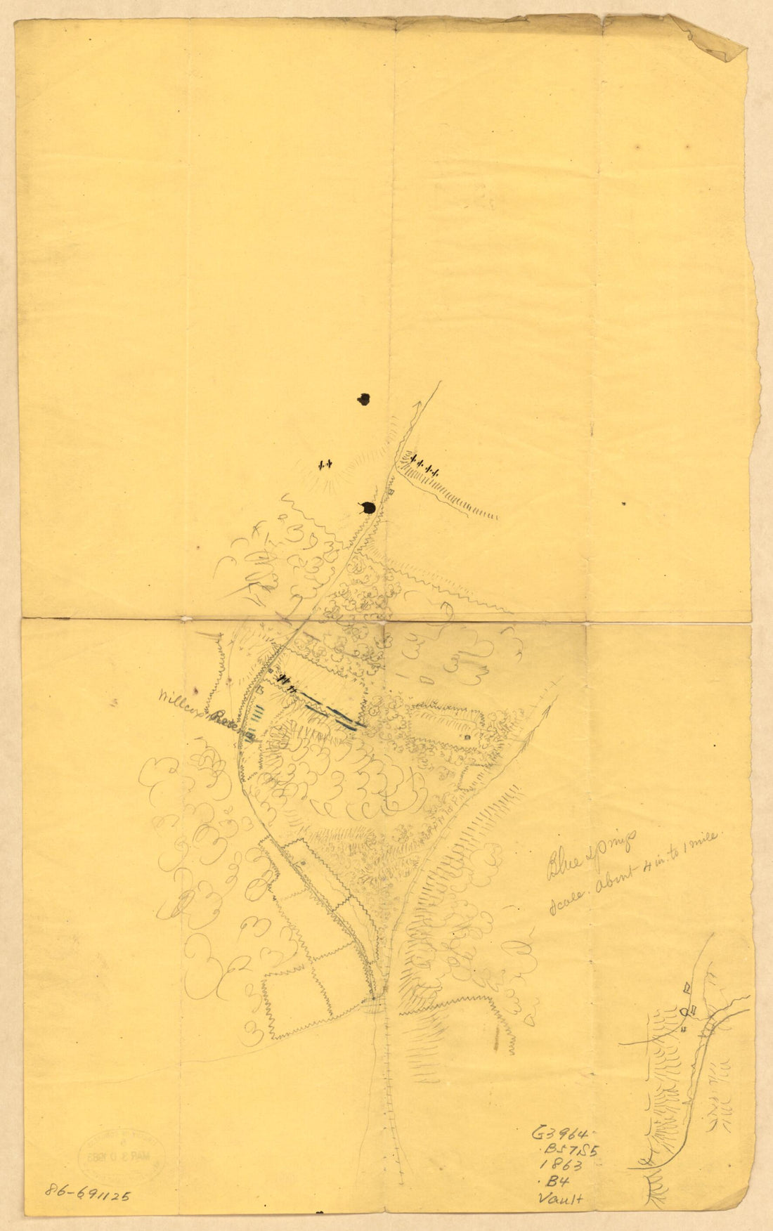 This old map of Blue Springs : Tennessee from 1863 was created by O. M. (Orlando Metcalfe) Poe, Orlando B. Willcox in 1863