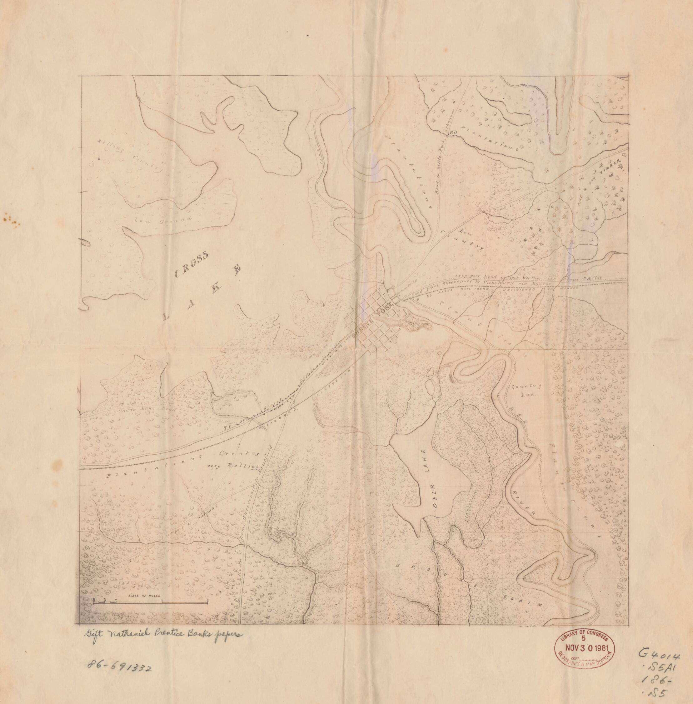 This old map of Shreveport, Louisiana, and Vicinity from 1860 was created by Nathaniel Prentiss Banks in 1860