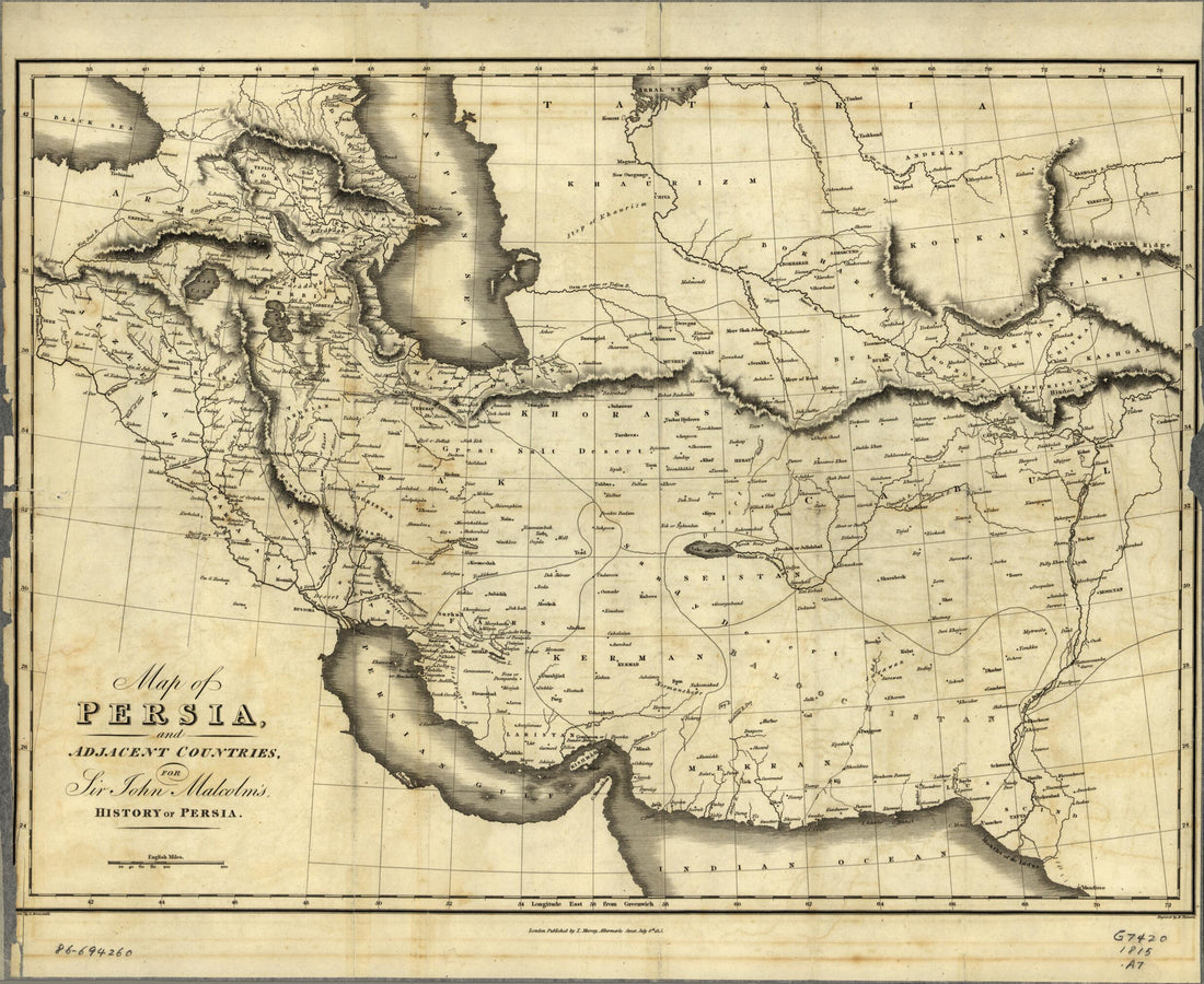 This old map of Map of Persia and Adjacent Countries, for Sir John Malcolm&