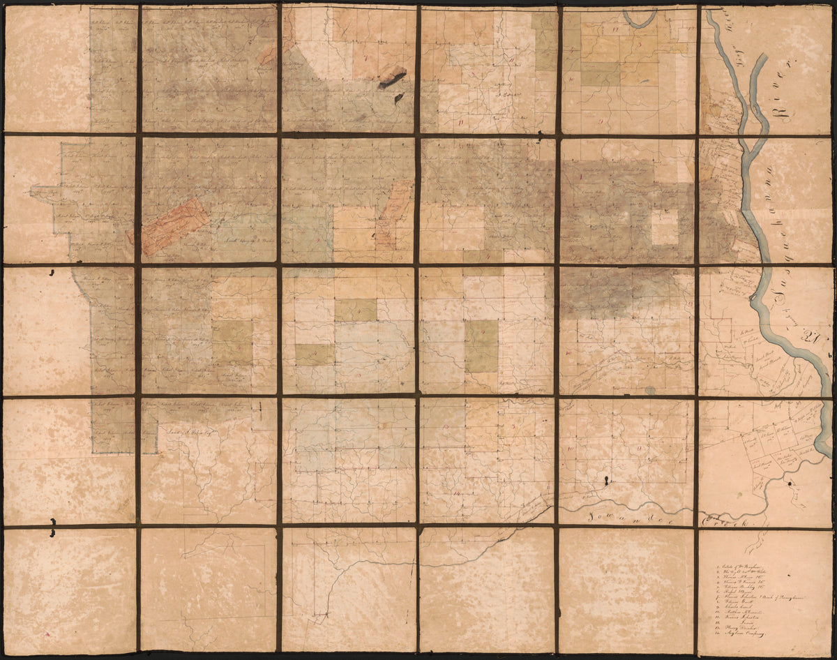 Land Ownership Map of the William Bingham Estate and Lands of Adjacent Holders In Bradford and Tioga Counties, Pennsylvania in 1793 by Relic Map Company
