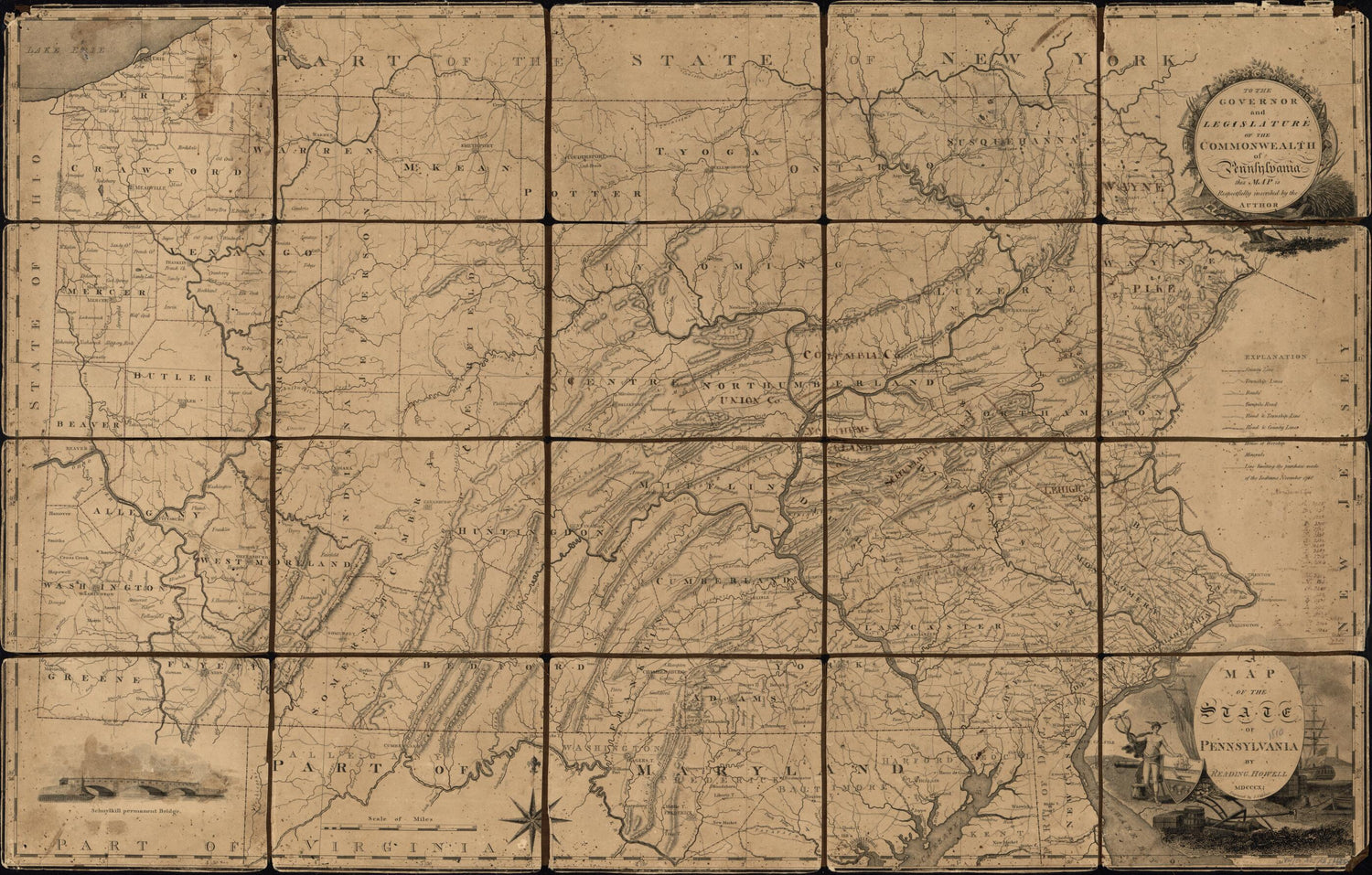 This old map of A Map of the State of Pennsylvania from 1810 was created by William Bingham, Reading Howell, J. (John) Vallance in 1810