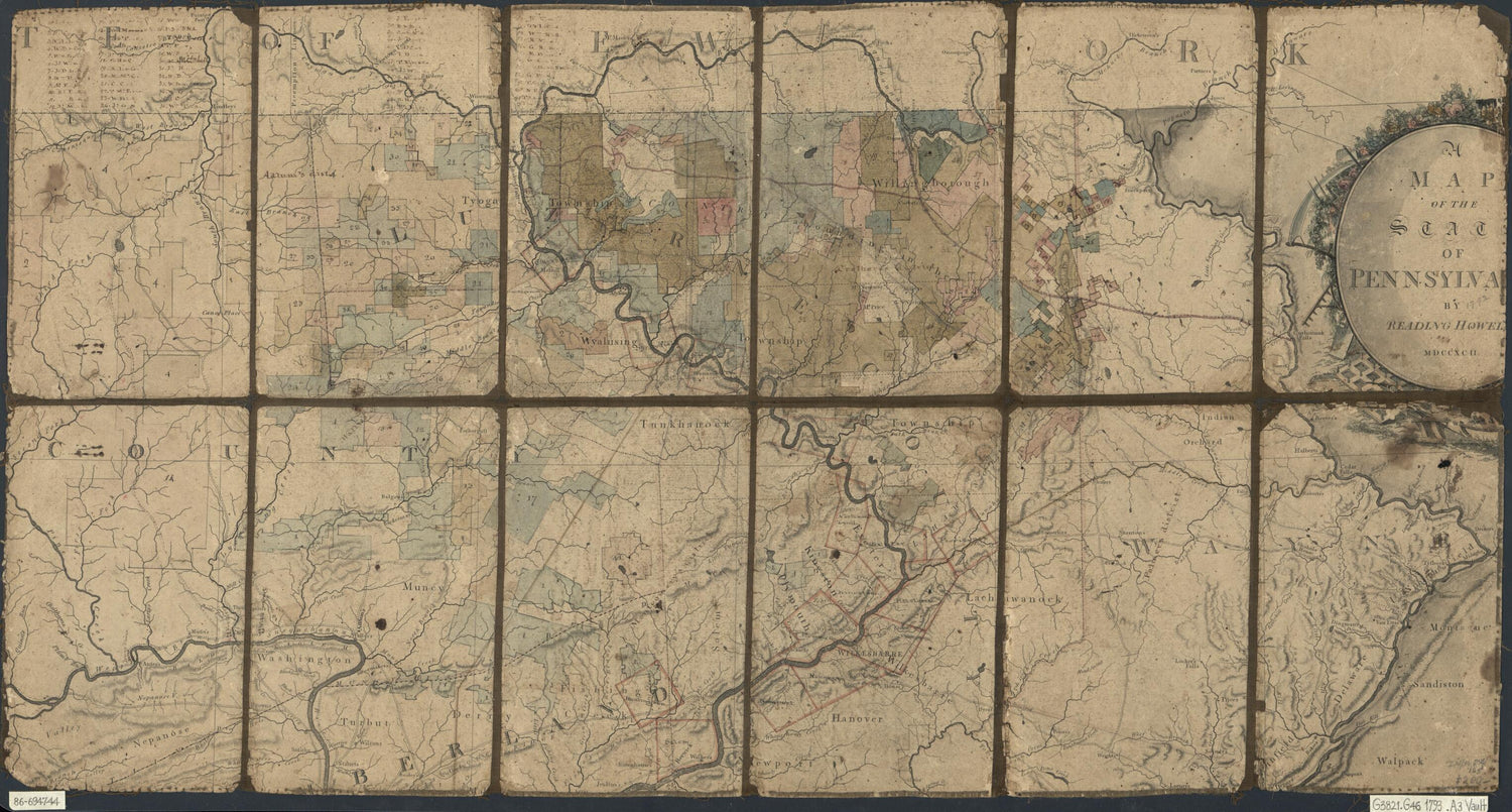 This old map of Land Ownership Map of the William Bingham Estate In Northeastern Pennsylvania from 1793 was created by John Adlum, William Bingham, Reading Howell in 1793
