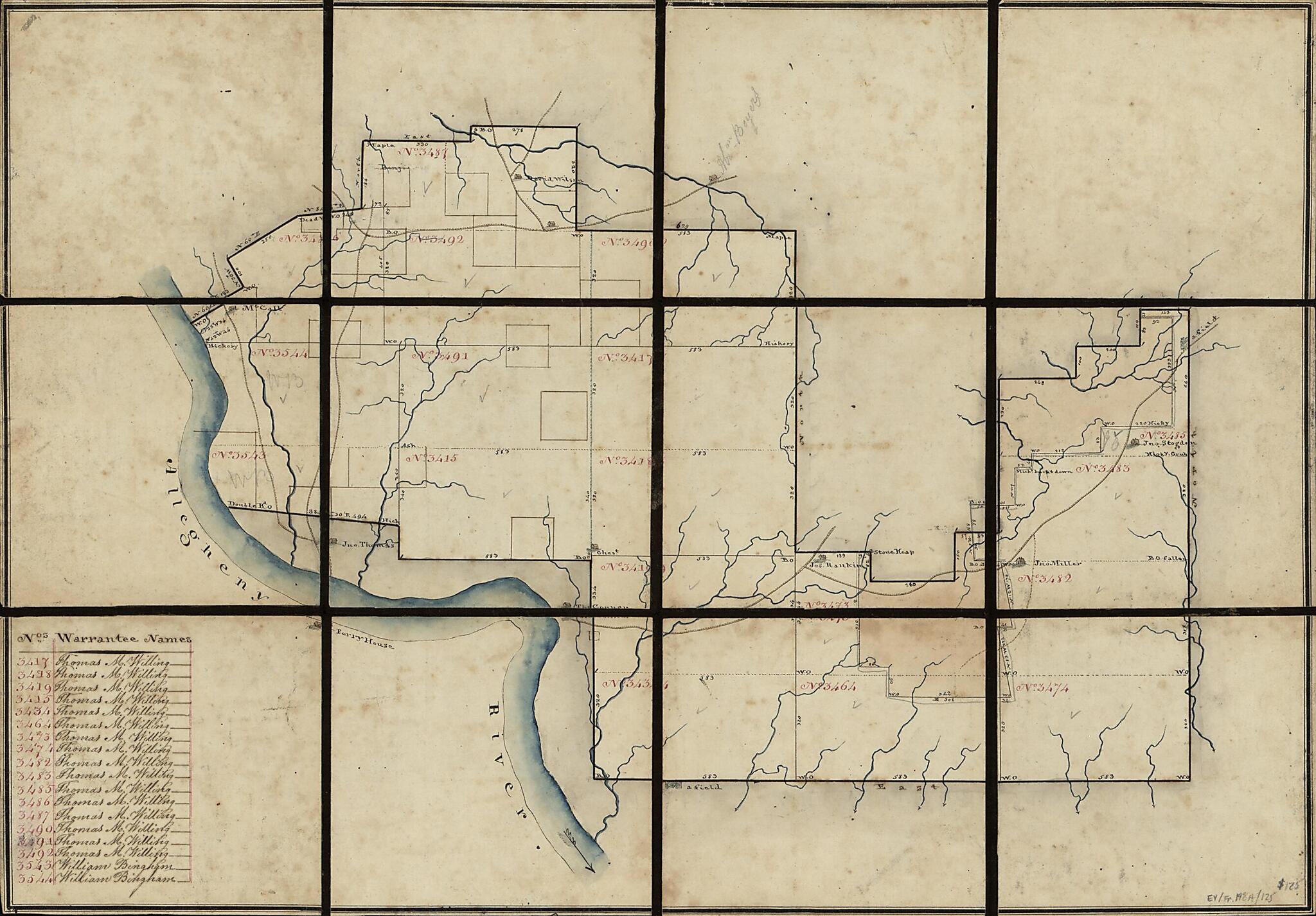 This old map of Armstrong County from 1800 was created by William Bingham in 1800