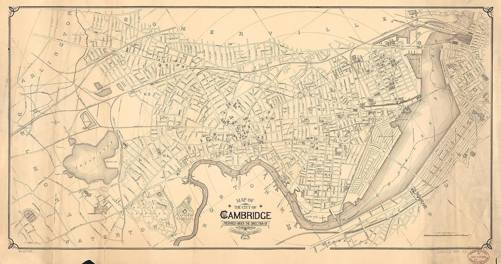 This old map of Map of the City of Cambridge from 1894 was created by  Cambridge (Mass.). City Engineer in 1894