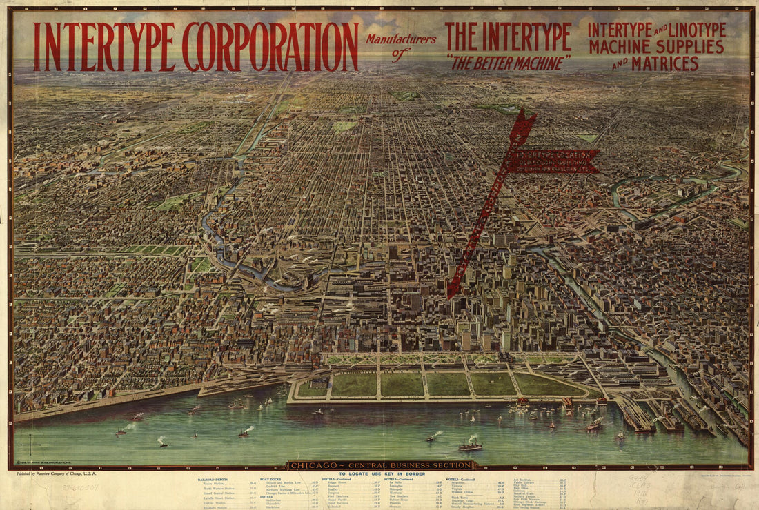 This old map of Chicago, Central Business Section from 1916 was created by Arno B. Reincke in 1916