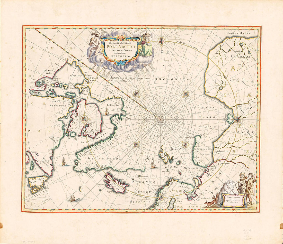 This old map of Nova Et Accvrata Poli Arctici : Et Terrarum Circum Iacentium Descriptio from 1650 was created by Jan Jansson, Dirck Jansz Van Santen in 1650