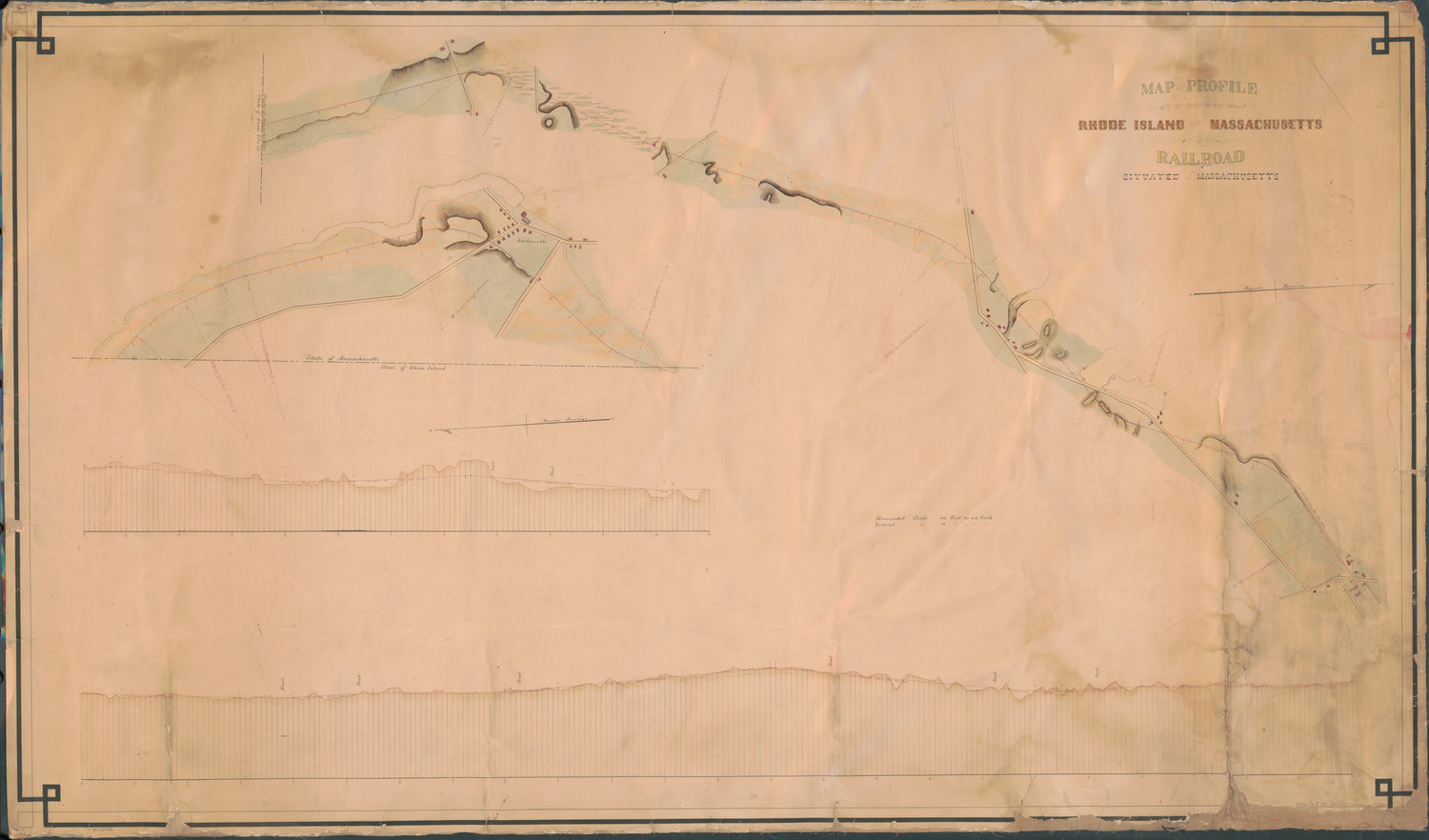 This old map of Map and Profile of Part of the Rhode Island and Massachusetts Railroad Situated In Massachusetts from 1850 was created by  in 1850