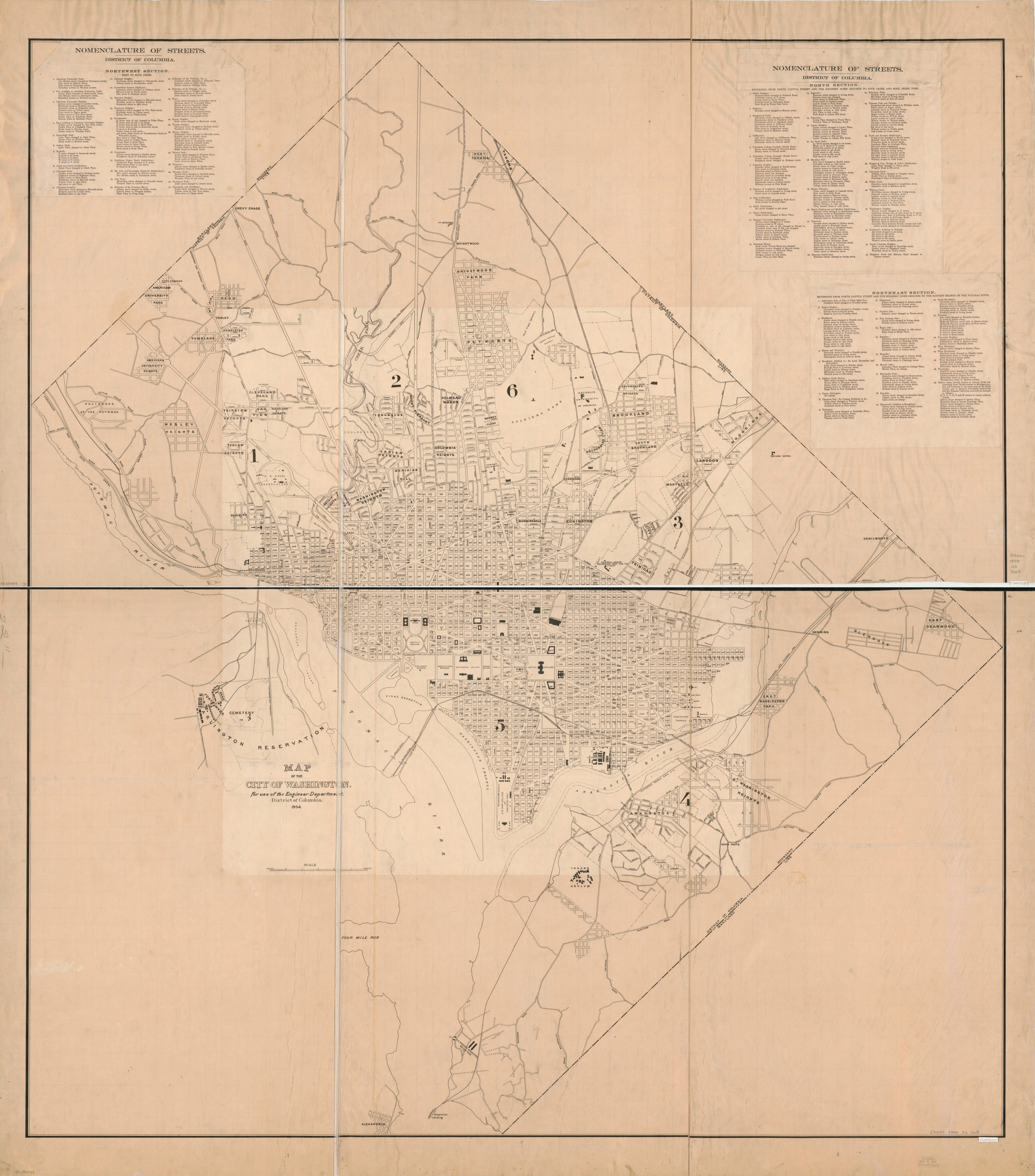 This old map of Map of the City of Washington : for Use of the Engineer Department, District of Columbia from 1904 was created by  District of Columbia. Engineer Department in 1904