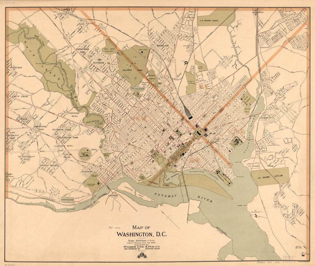 This old map of Map of Washington, D.C from 1910 was created by  Walker Lith. &amp; Pub. Co in 1910
