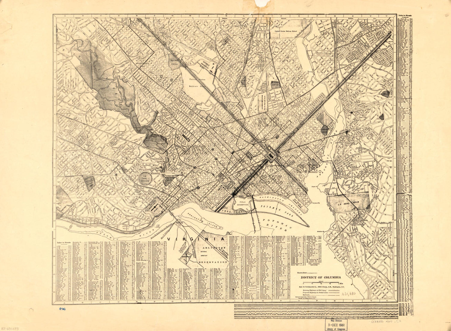 This old map of District of Columbia from 1917 was created by  B.S. Reynolds Co,  C.S. Hammond &amp; Company in 1917