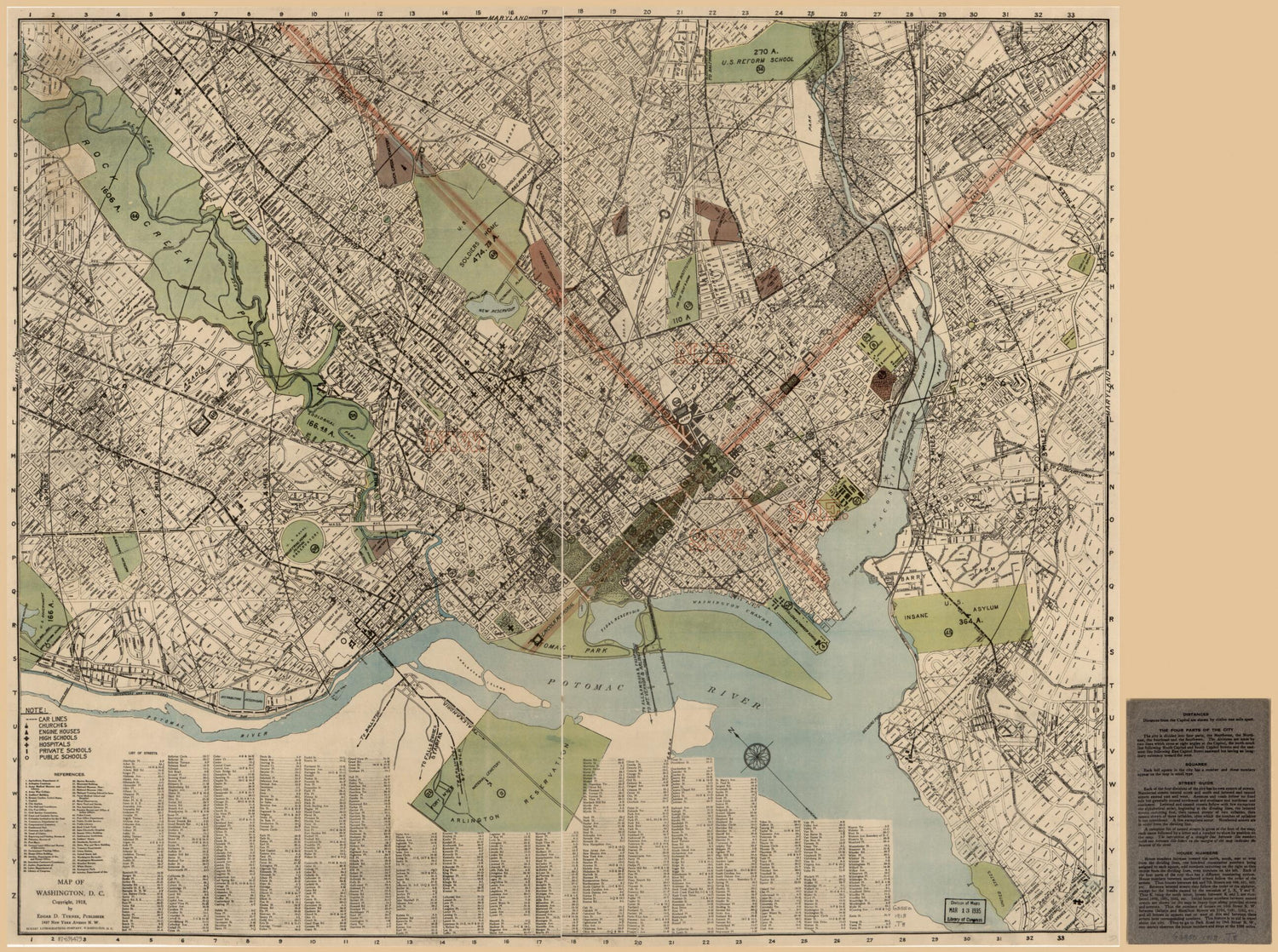 This old map of Map of Washington, D.C from 1918 was created by Edgar D. Turner in 1918