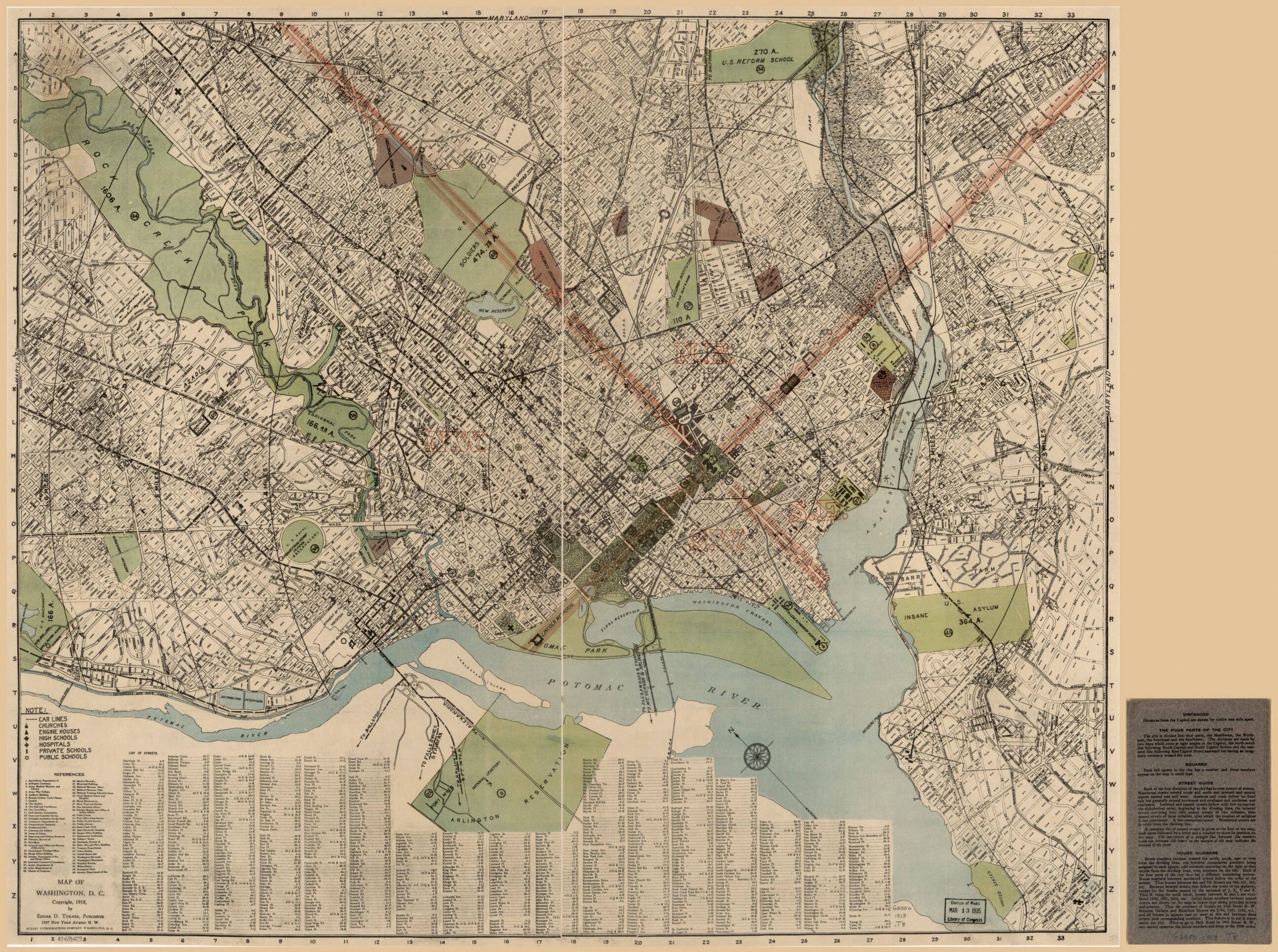 This old map of Map of Washington, D.C from 1918 was created by Edgar D. Turner in 1918