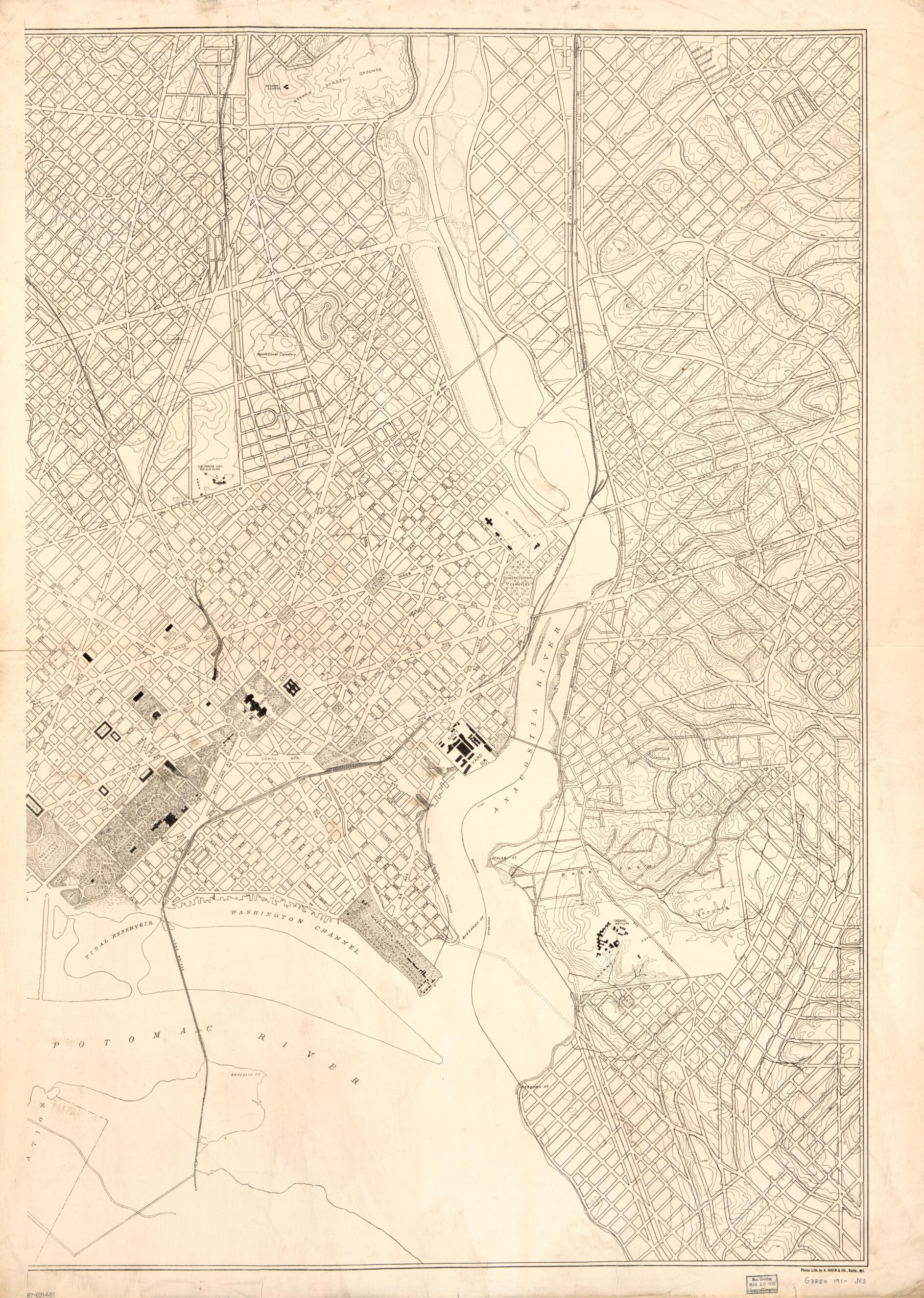 This old map of Map of Washington D.C. from 1910 was created by  A. Hoen &amp; Co in 1910