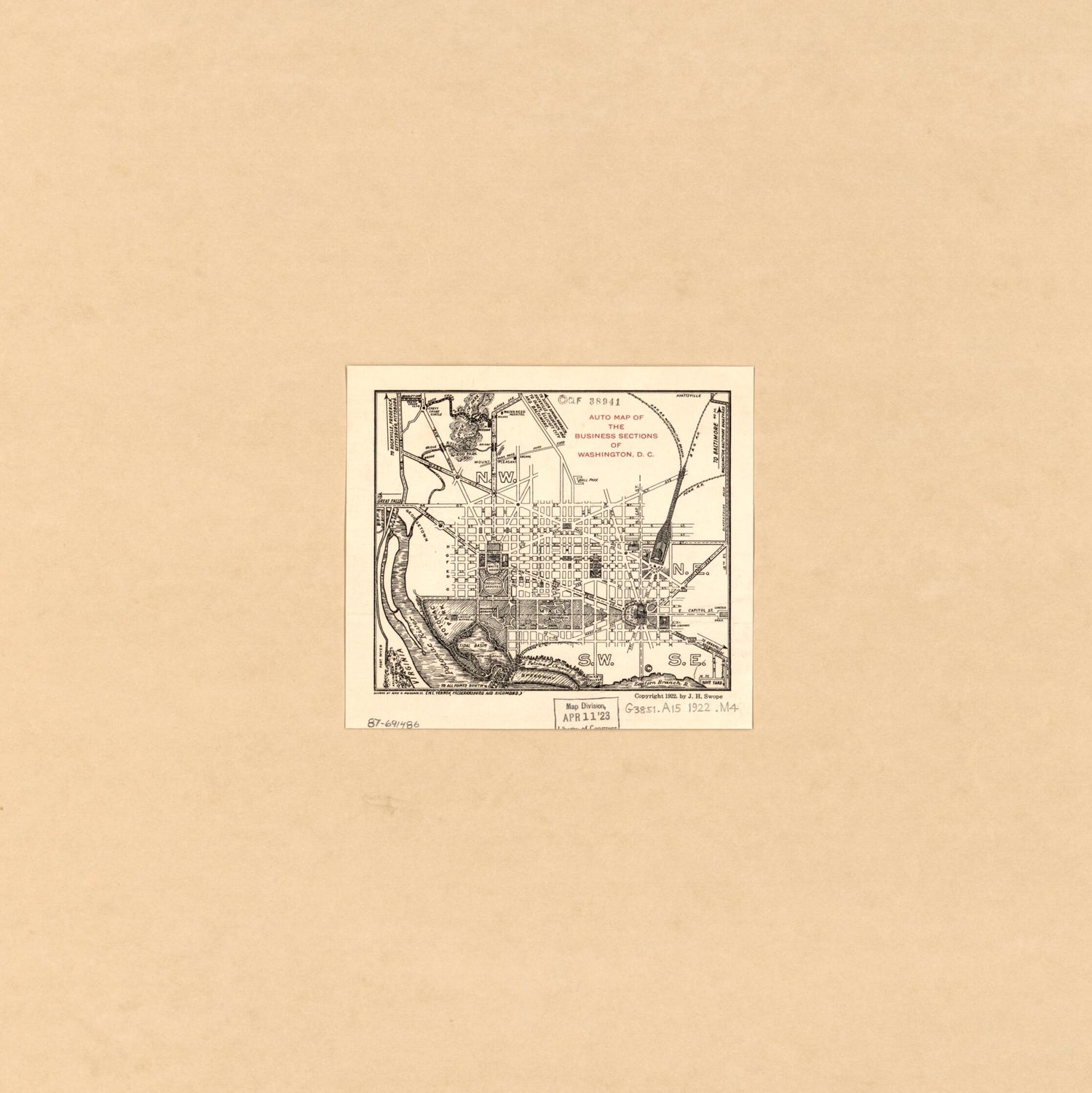 This old map of Auto Map of the Business Sections of Washington, D.C from 1922 was created by Alvin R. Meissner, J. H. Swope in 1922