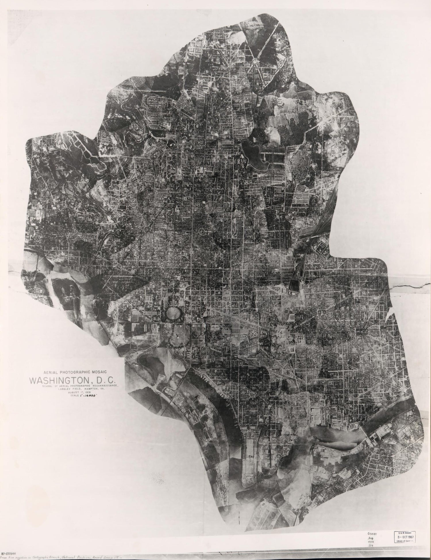 This old map of Aerial Photographic Mosaic, Washington, D.C from 1918 was created by  United States. Army. School of Aerial Photographic Reconnaissance in 1918