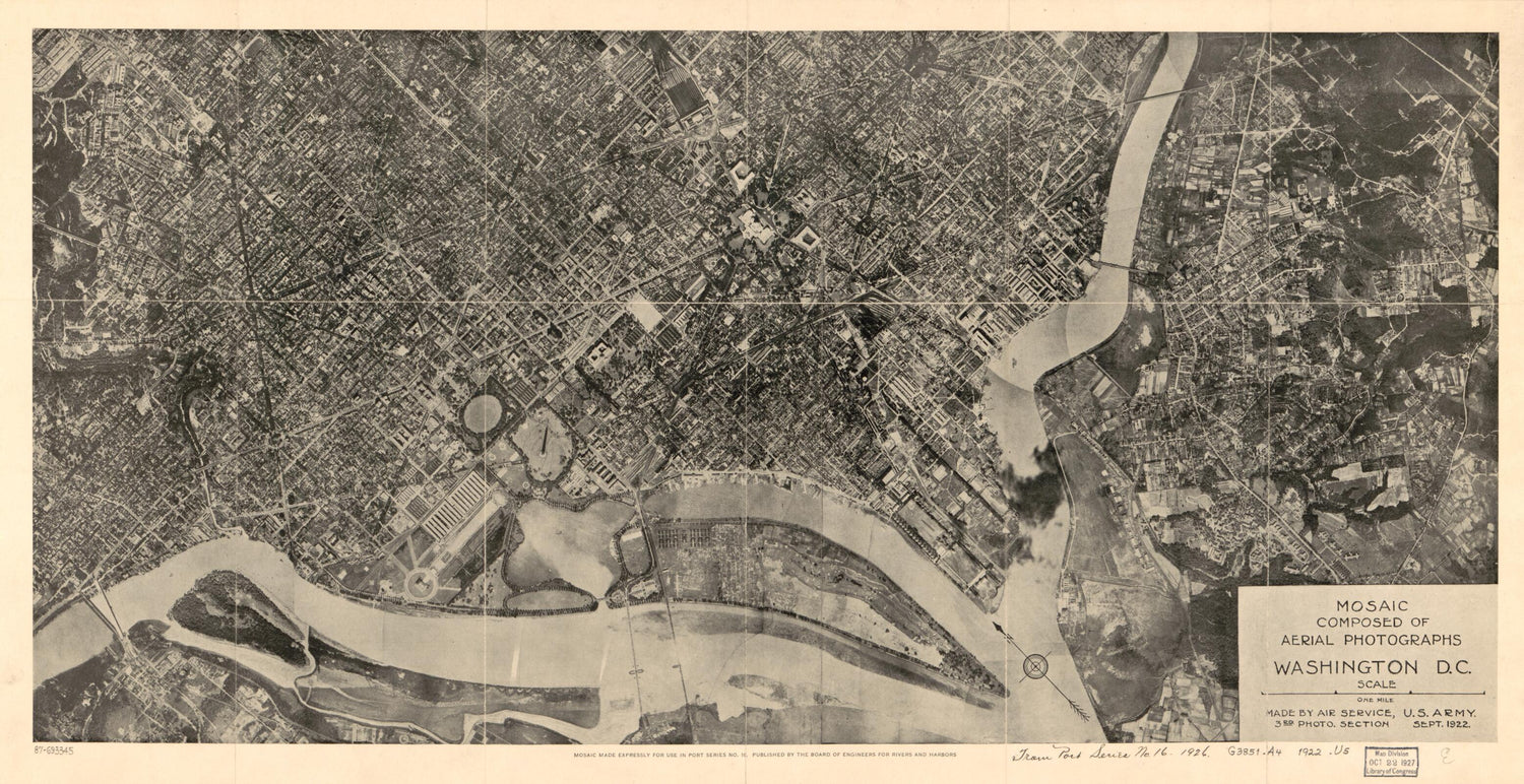 This old map of Mosaic Composed of Aerial Photographs, Washington D.C from 1922 was created by  United States. Army. Air Service. 3rd Photo Section,  United States. Board of Engineers for Rivers and Harbors in 1922