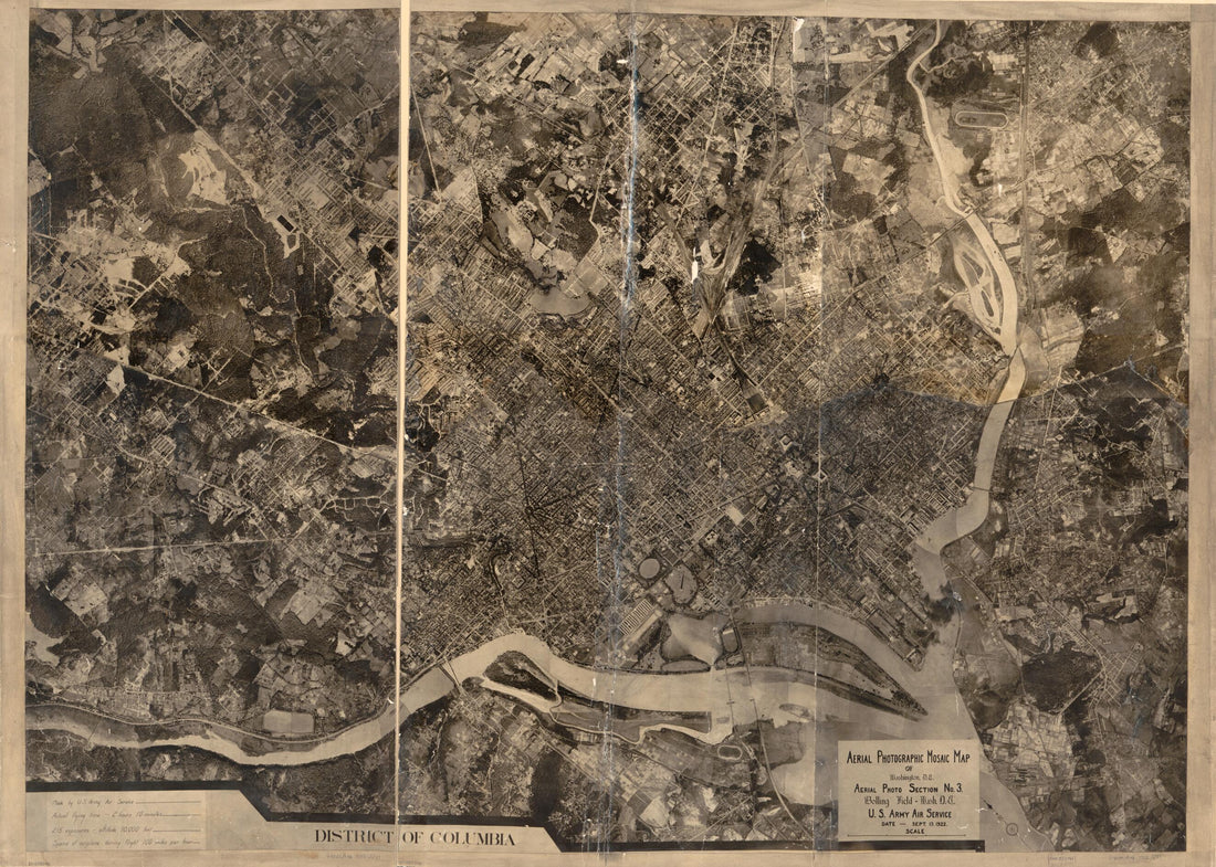 This old map of Aerial Photographic Mosaic Map of Washington, D.C from 1922 was created by  United States. Army. Air Service. 3rd Photo Section in 1922