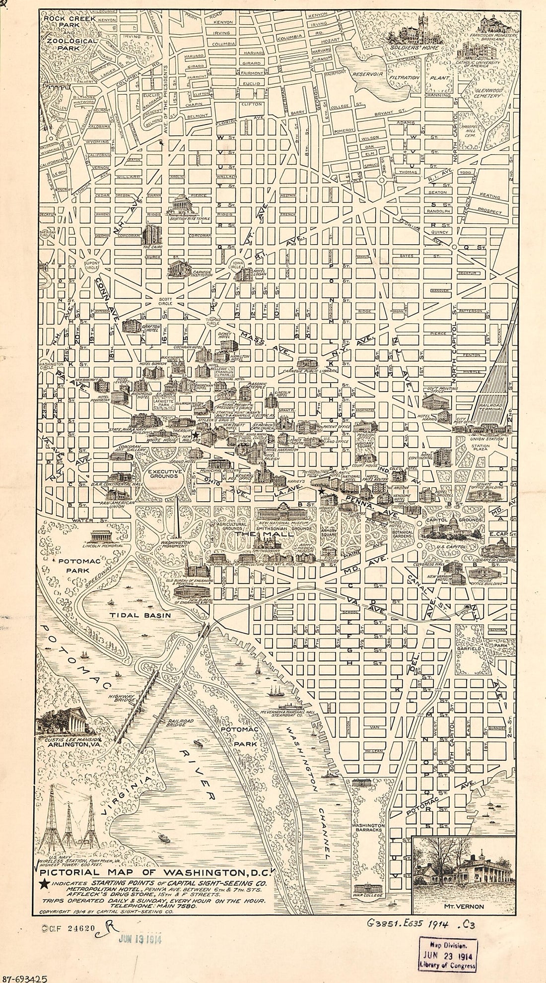 This old map of Pictorial Map of Washington, D.C from 1914 was created by  Seeing Co in 1914