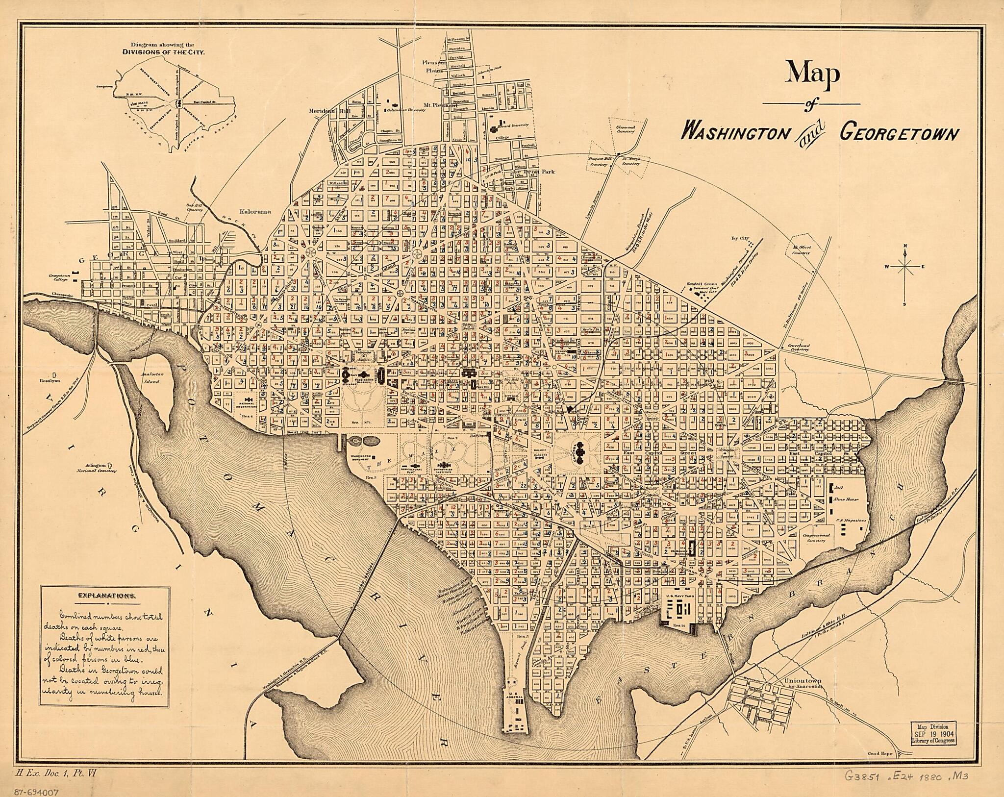 This old map of Map of Washington and Georgetown from 1880 was created by  in 1880