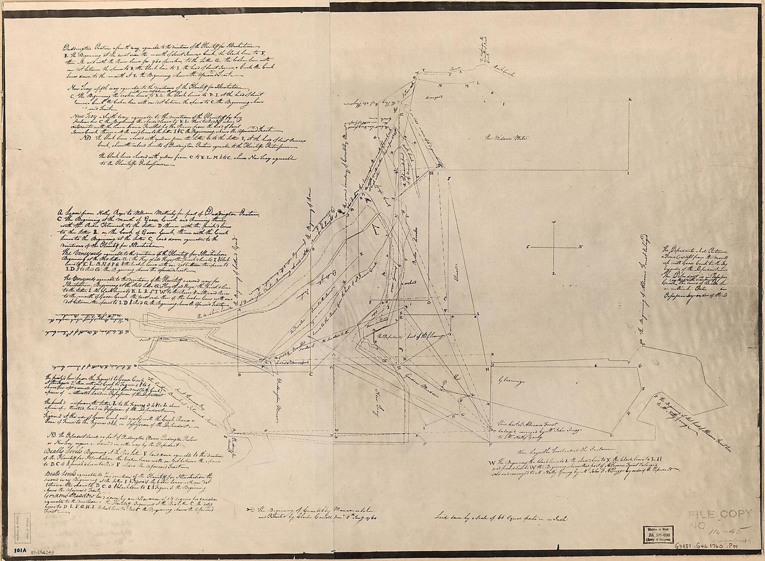 This old map of Property Survey of That Part of Prince Georges County, Maryland, Later to Become Central Washington D.C. from 1760 was created by John F. A. Priggs in 1760