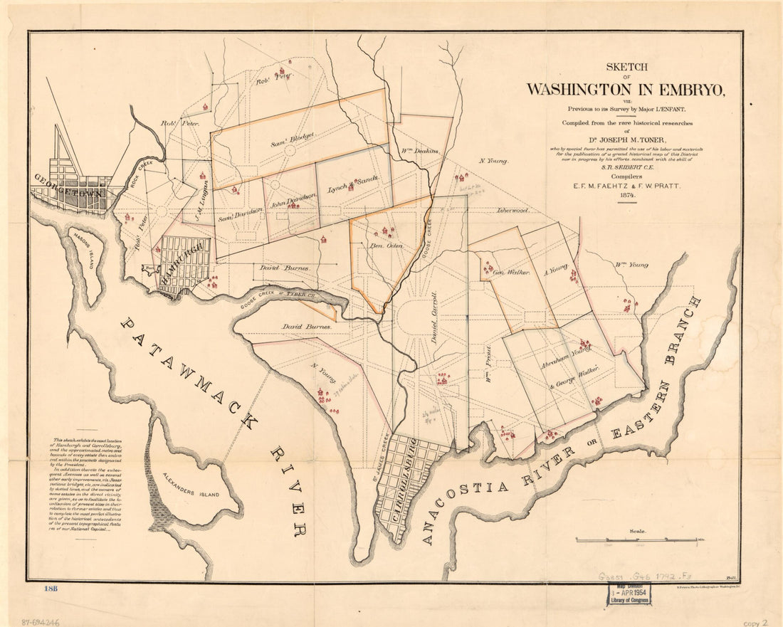 This old map of Sketch of Washington In Embryo : Viz., Previous to Its Survey by Major L&