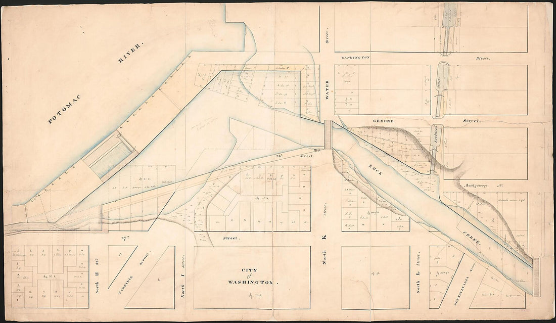 This old map of Cadastral Map of Part of Central Washington and Georgetown at the Mouth of Rock Creek from 1830 was created by  in 1830