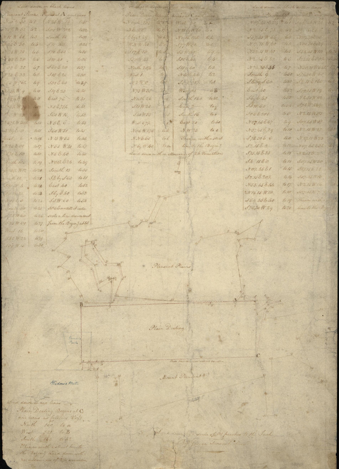 This old map of Survey Map of Land Tracts In Washington D.C. Named Pleasant Plains, Plain Dealing and Mount Pleasant from 1804 was created by George Fenwick in 1804