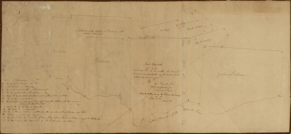Survey Map of Land Tracts In Washington D.C. Along the Anacostia River 1804 by Relic Map Company