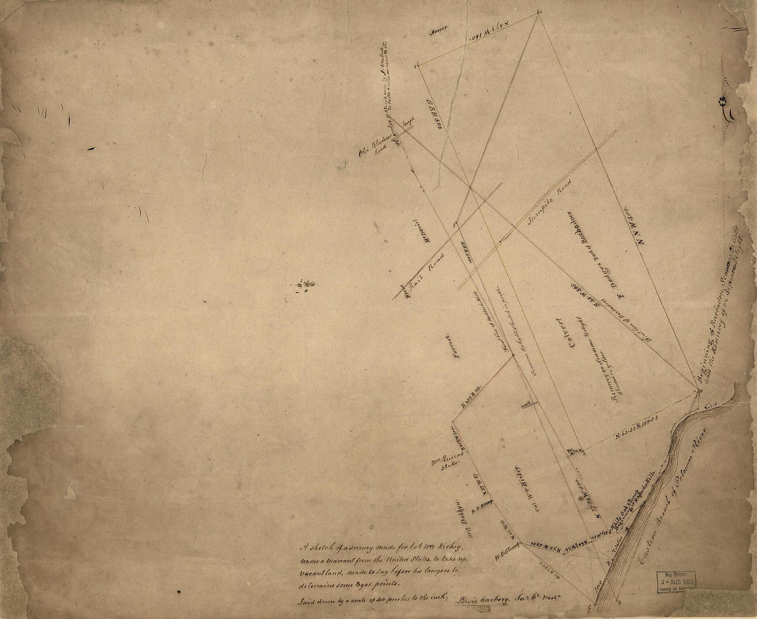 This old map of A Sketch of a Survey Made for Col. W&